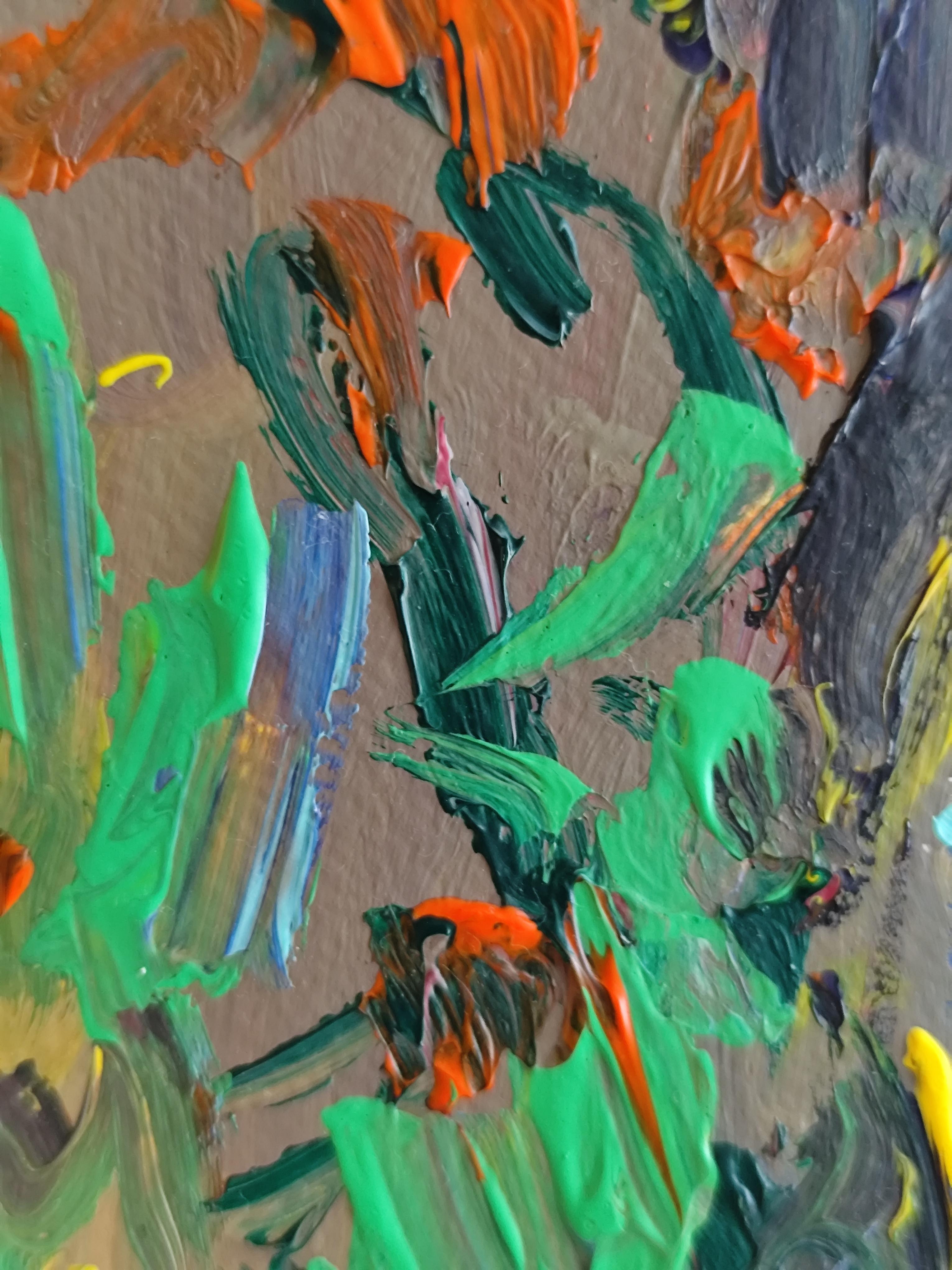 Peinture acrylique contemporaine impressionniste abstraite sur papier, nature en bord de mer en vente 14