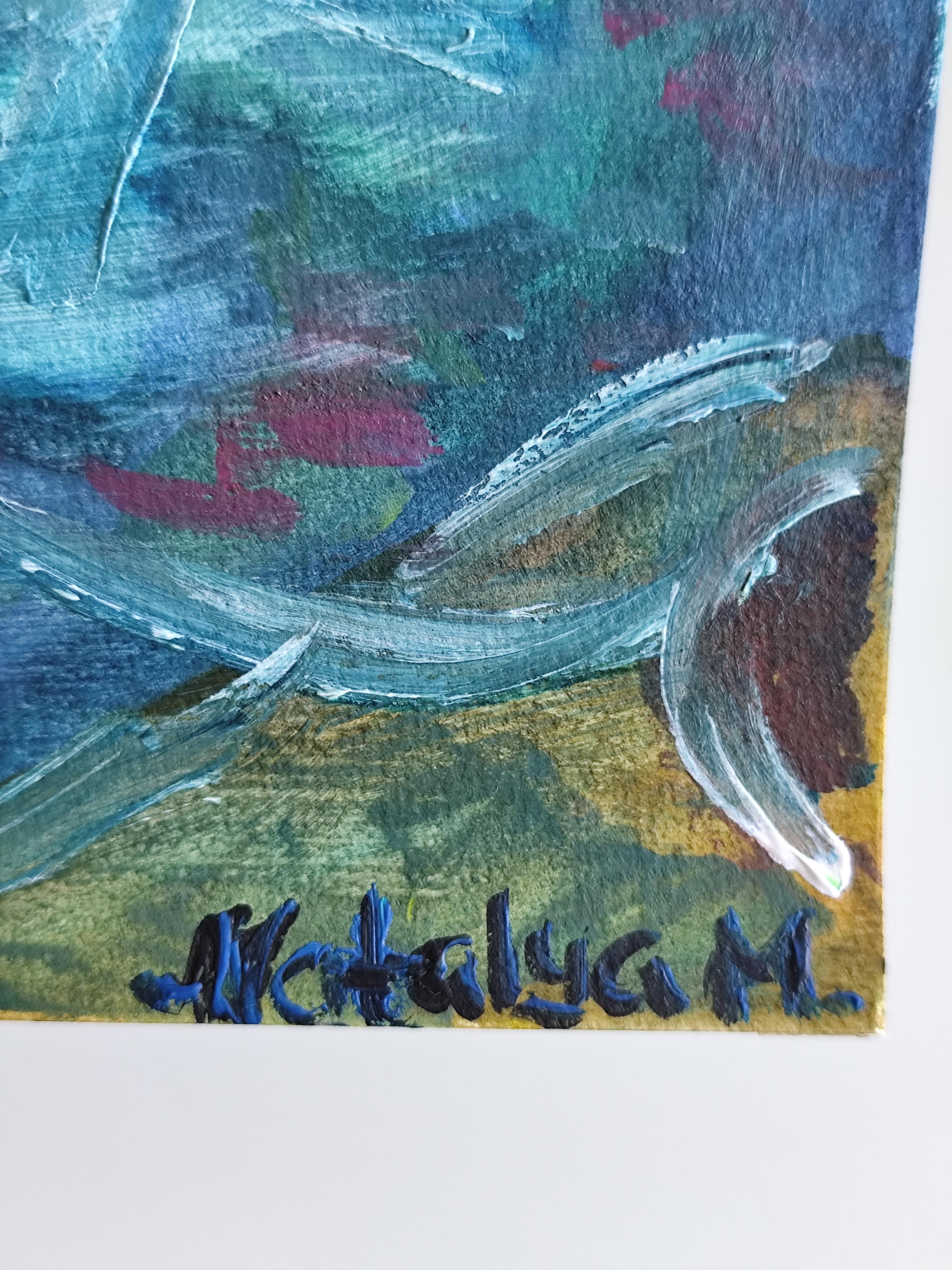 Impressionist seascape acrylic painting paper 