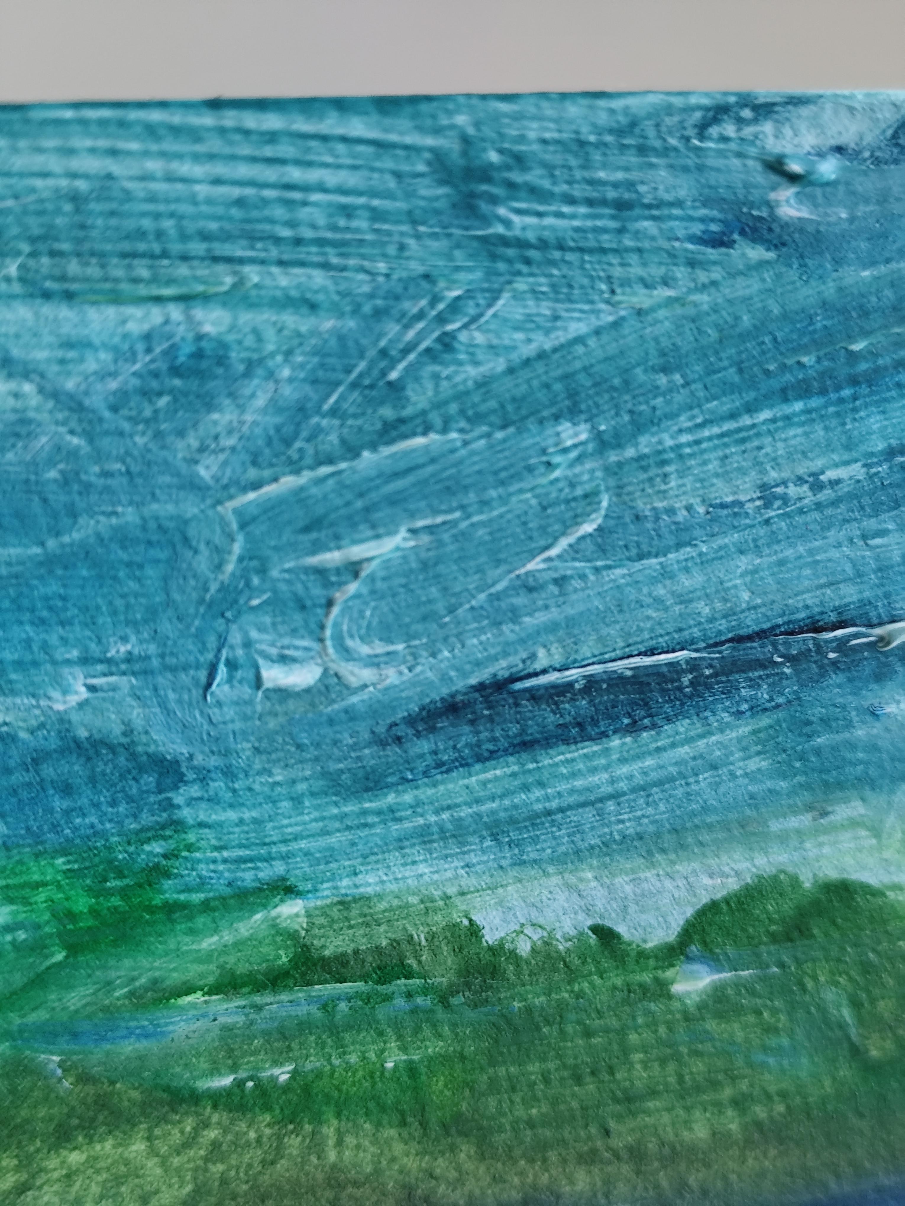 Impressionist seascape acrylic painting paper 