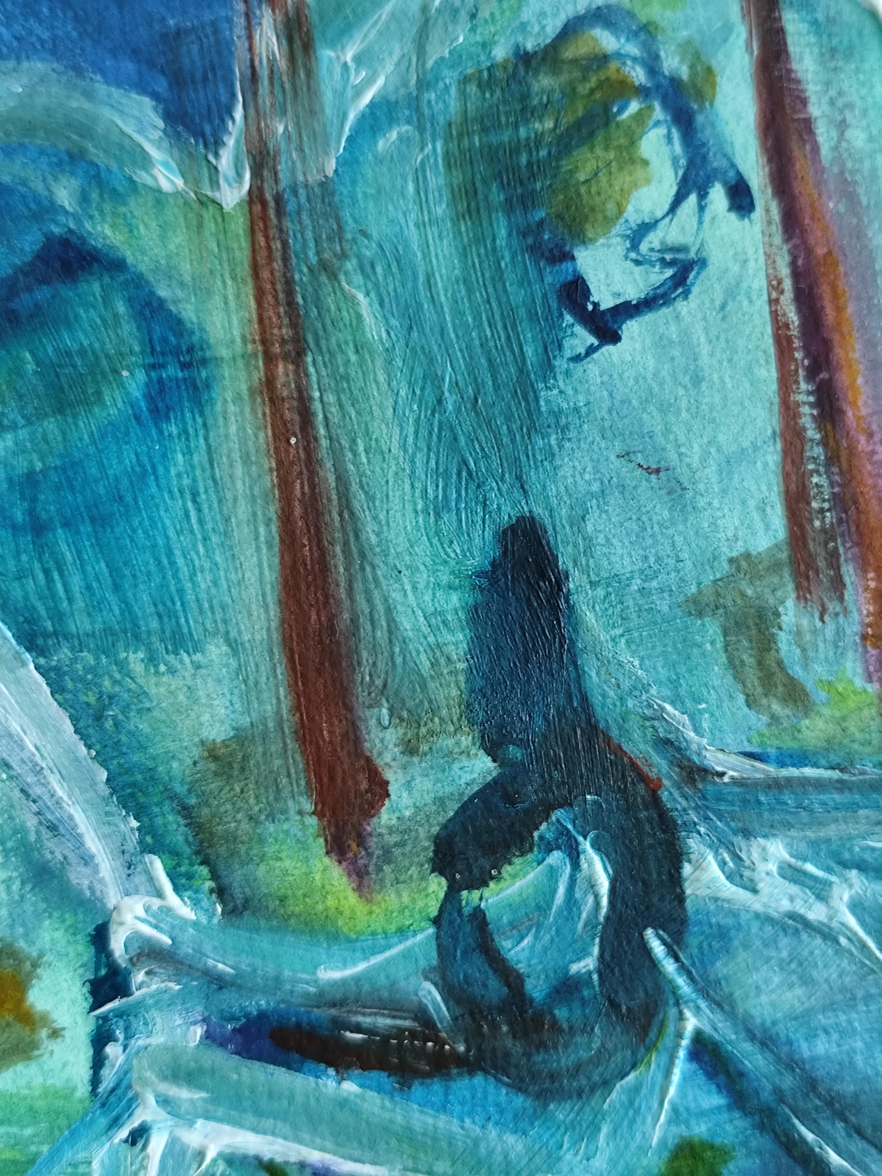Impressionist seascape acrylic painting paper 