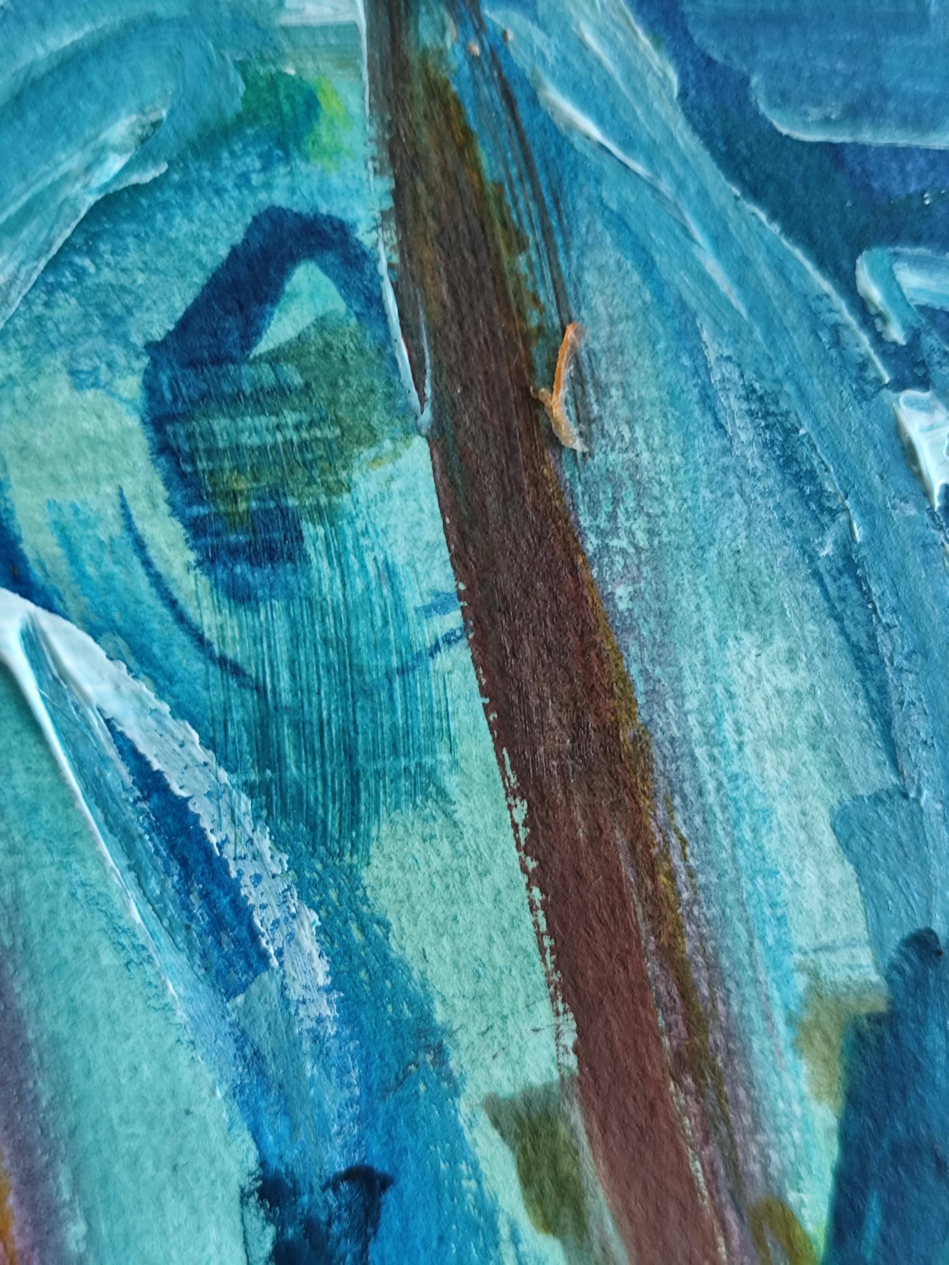 Impressionist seascape acrylic painting paper 