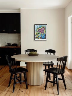 "Color dialogue" Contemporary abstract figurative still life painting on paper