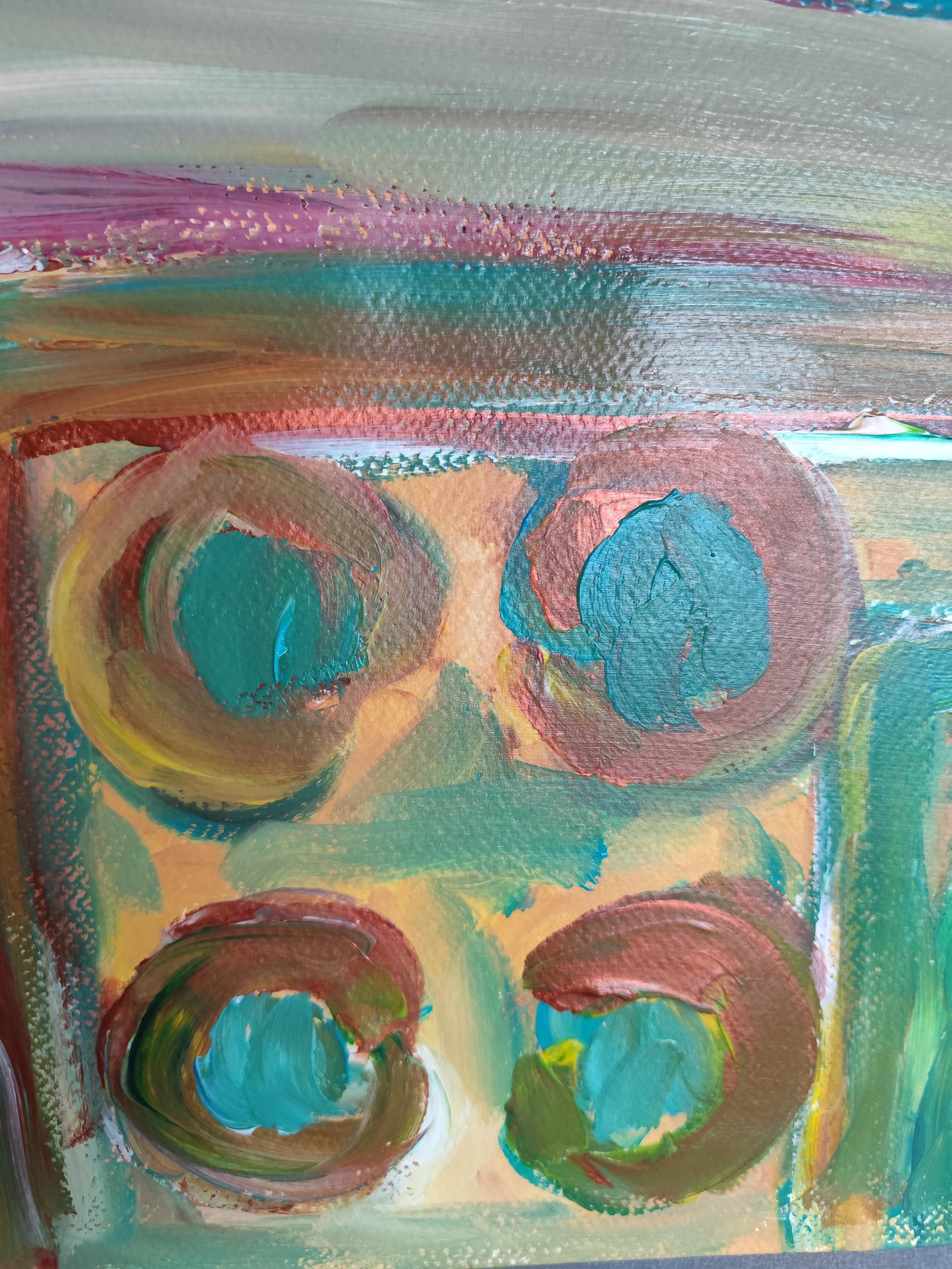 Retrato de mujer expresivo abstracto contemporáneo pintura acrílica sobre papel en venta 13