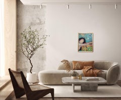 Contemporary abstract expressive woman's portrait acrylic painting on paper