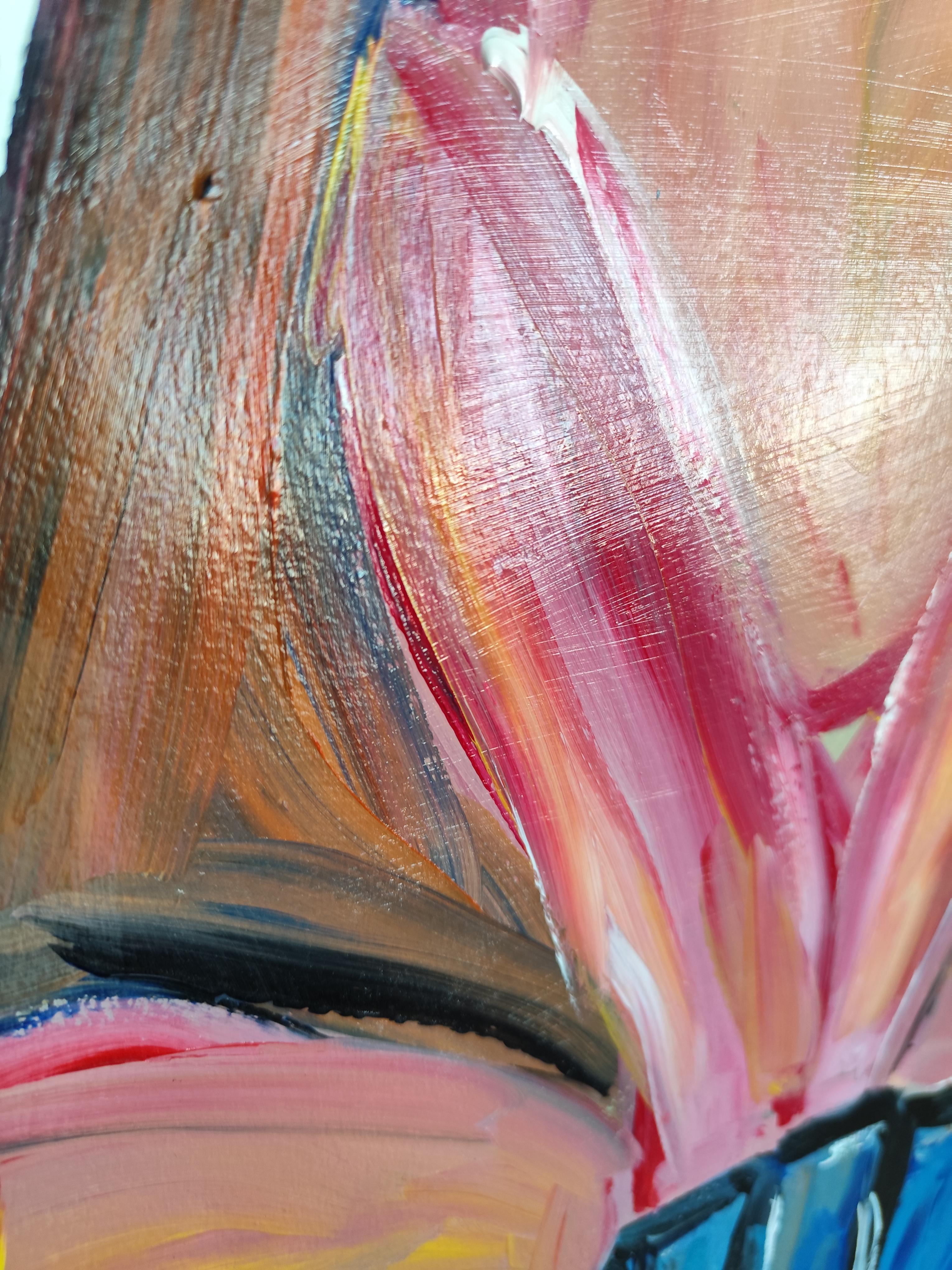 Quadro astratto contemporaneo in acrilico Ritratto di donna senza volto su carta in vendita 13