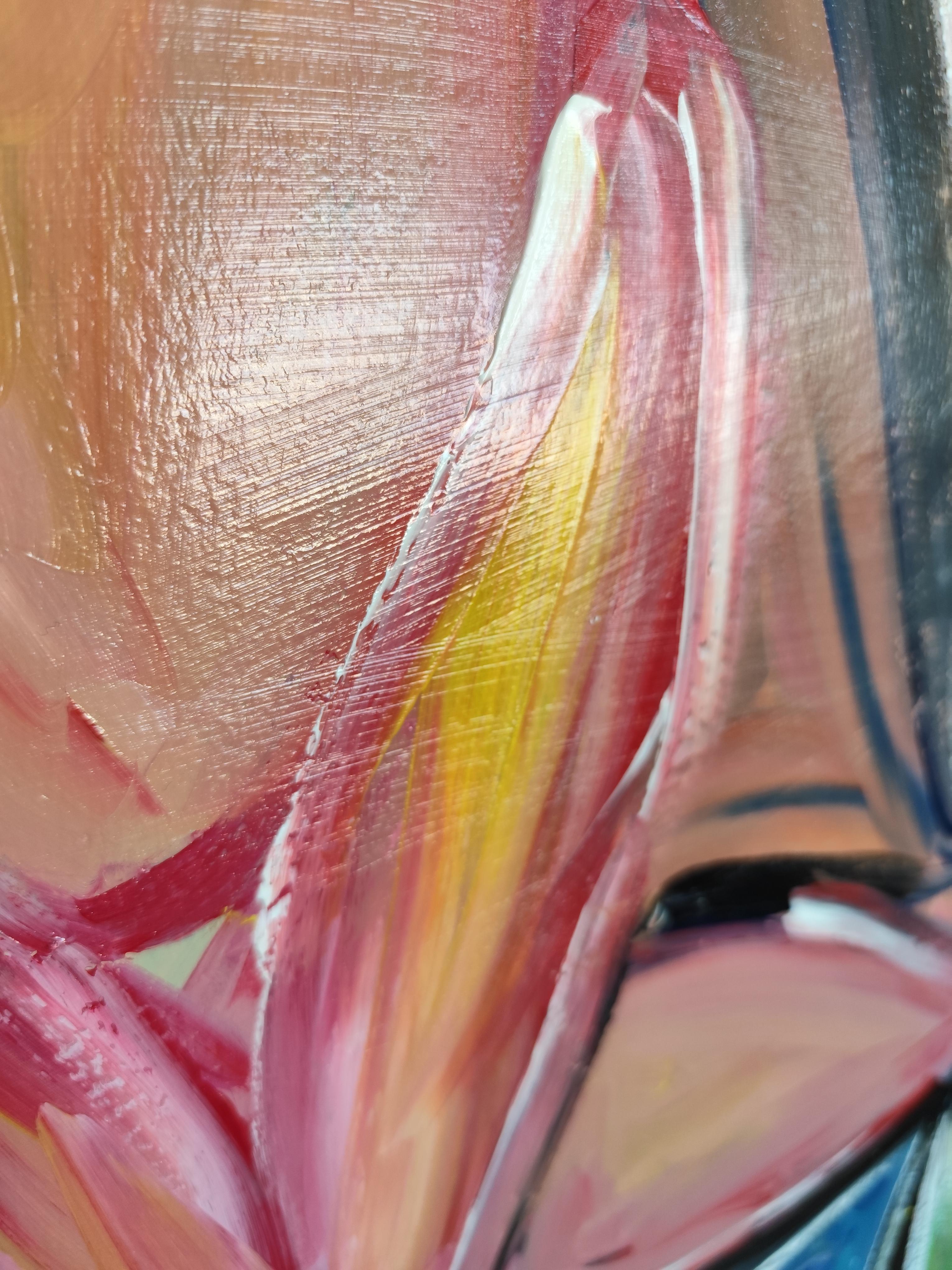 Quadro astratto contemporaneo in acrilico Ritratto di donna senza volto su carta in vendita 14
