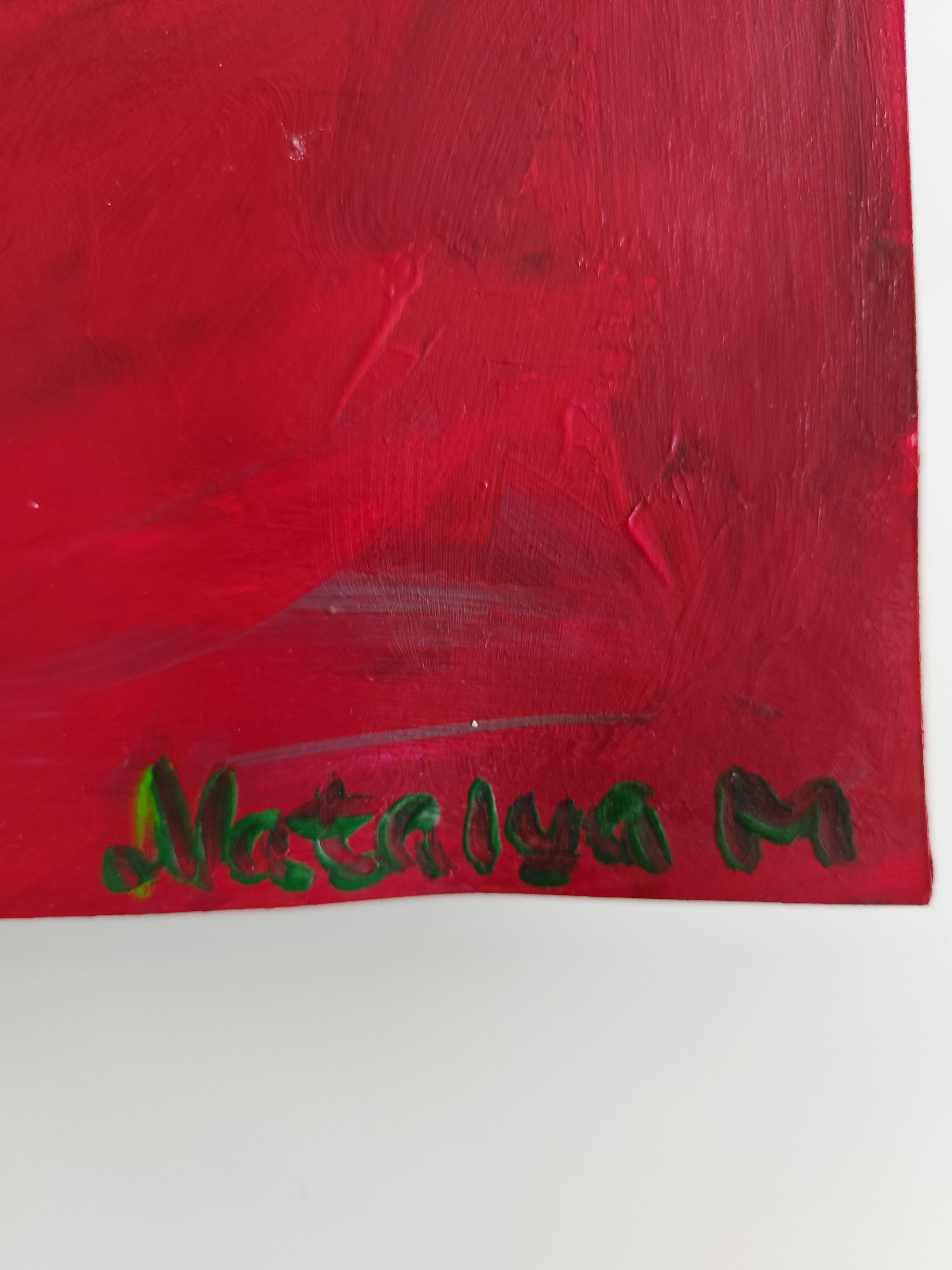 Peinture acrylique abstraite contemporaine portrait sans visage de deux femmes sur papier en vente 6