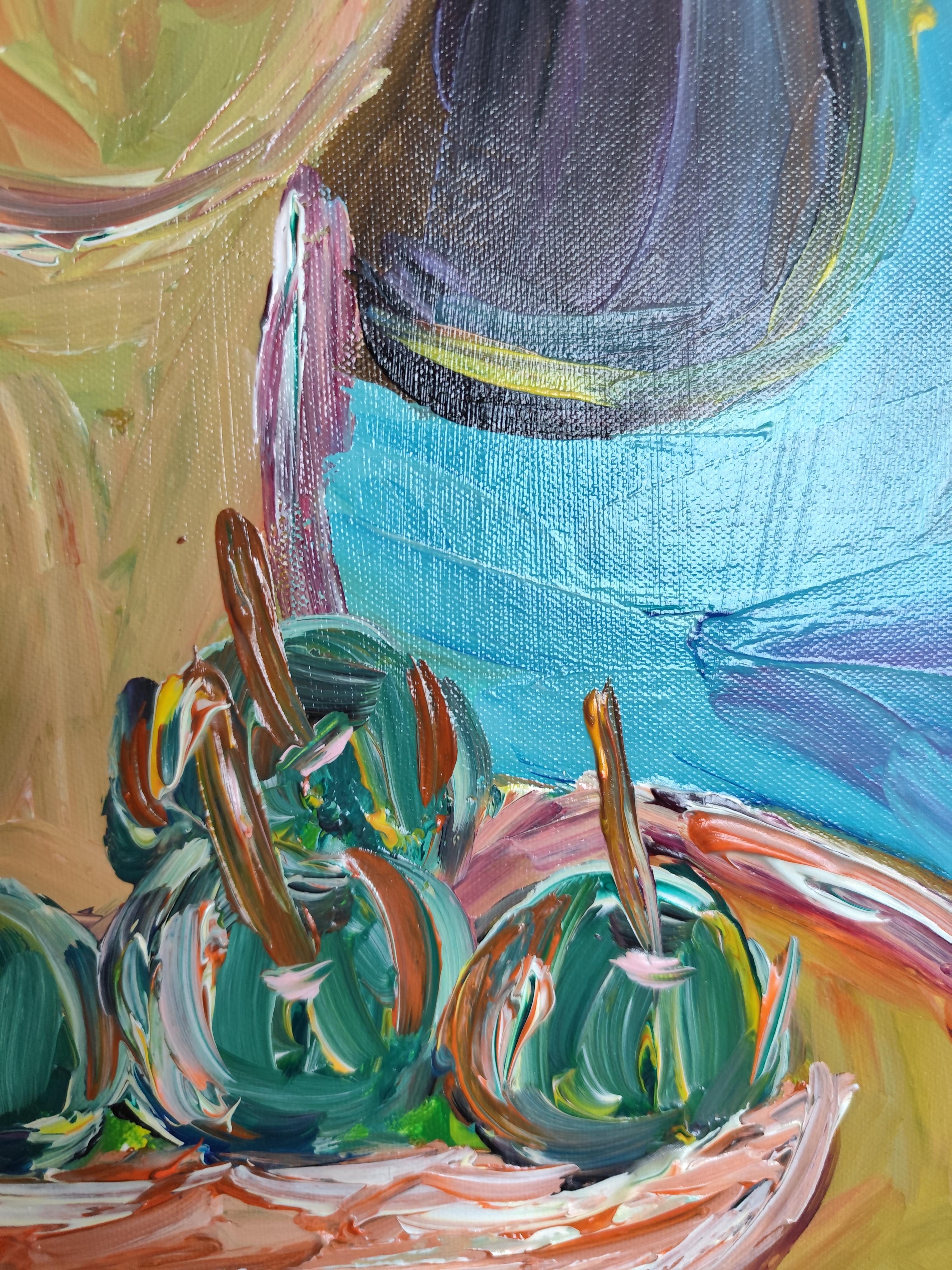 Zeitgenössische abstrakte Acrylmalerei einer Frau auf Leinwand 