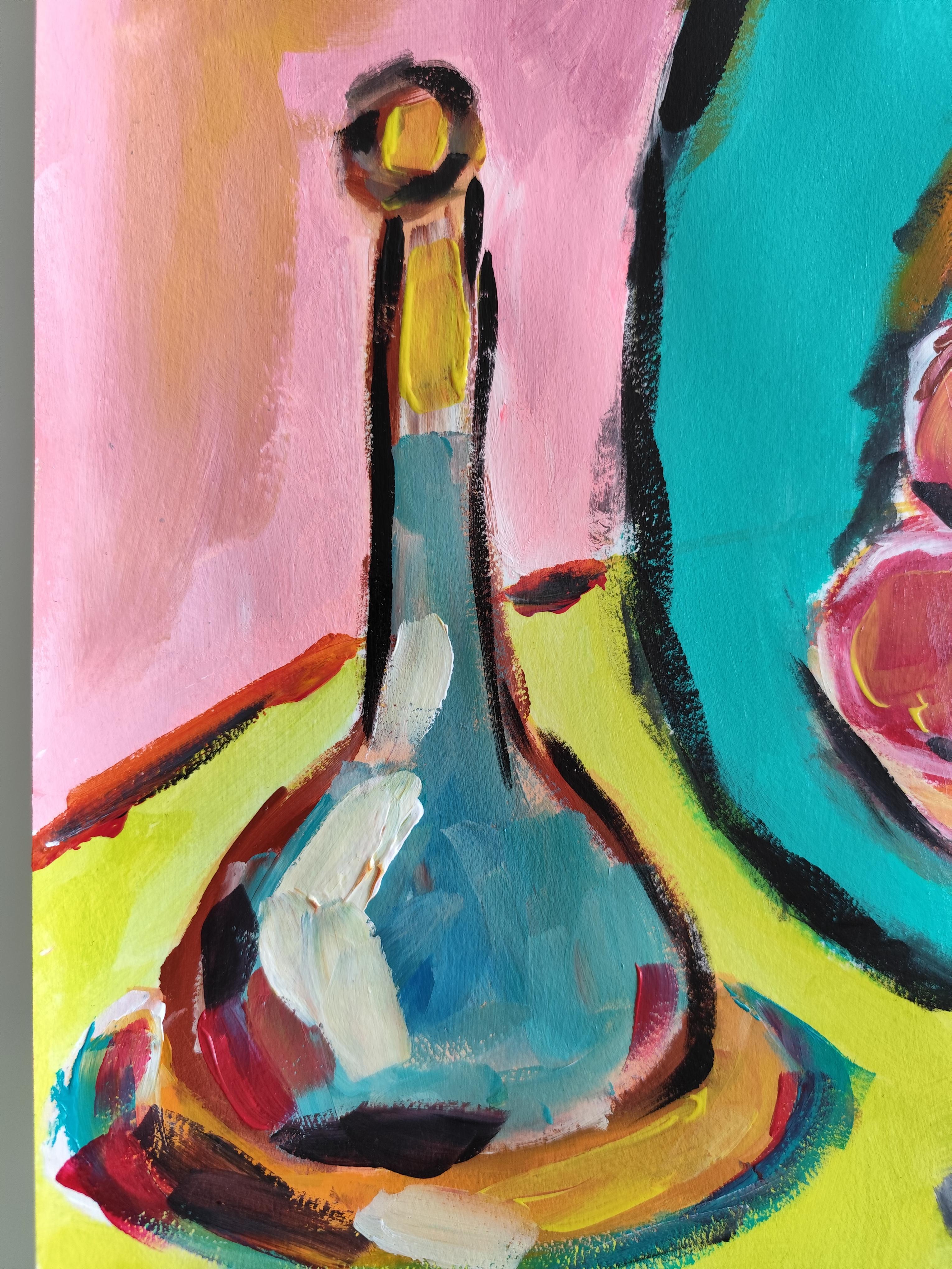 Contemporary abstrakt  Acrylbild einer Frau 