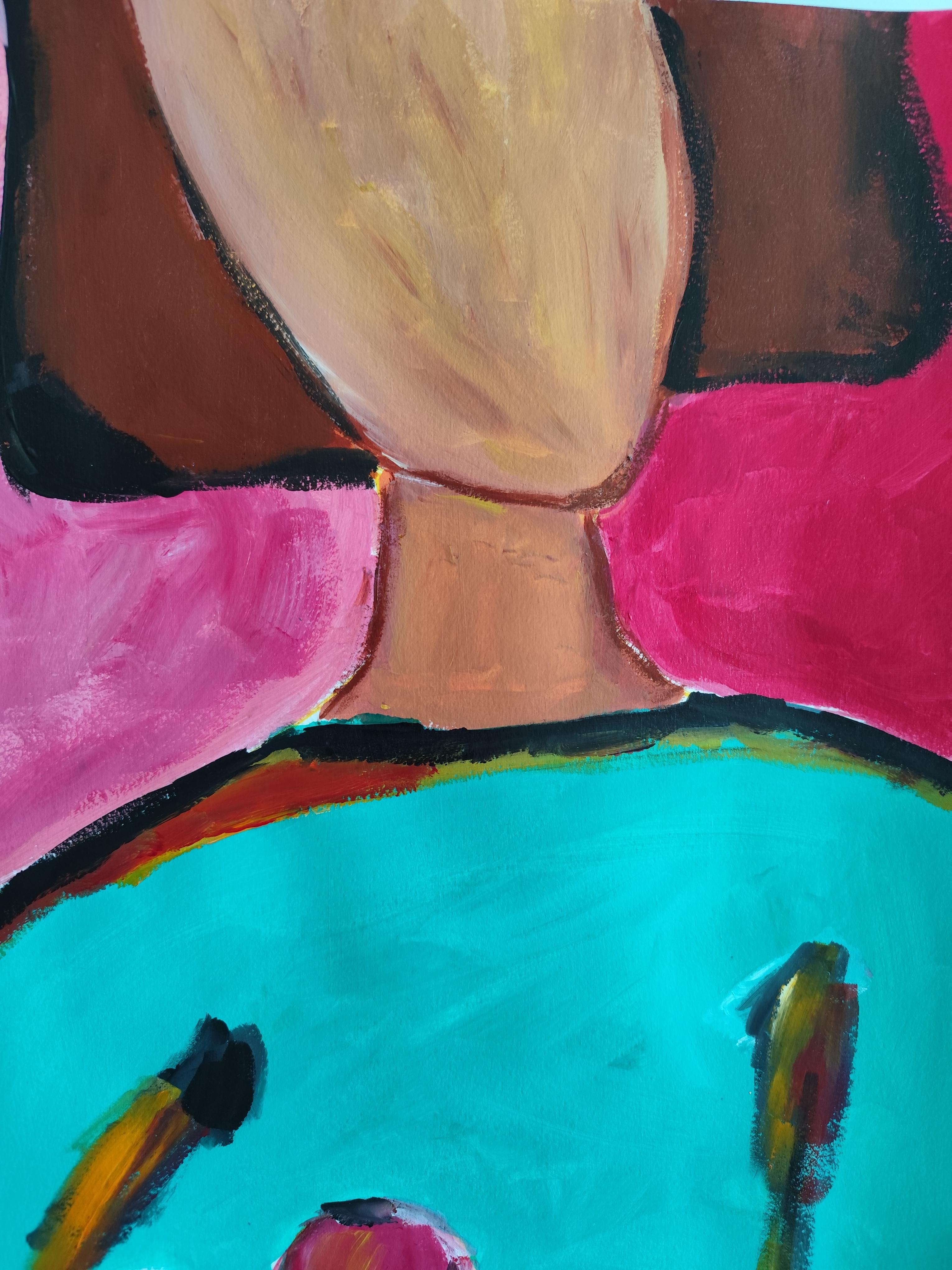 Contemporary abstrakt  Acrylbild einer Frau 