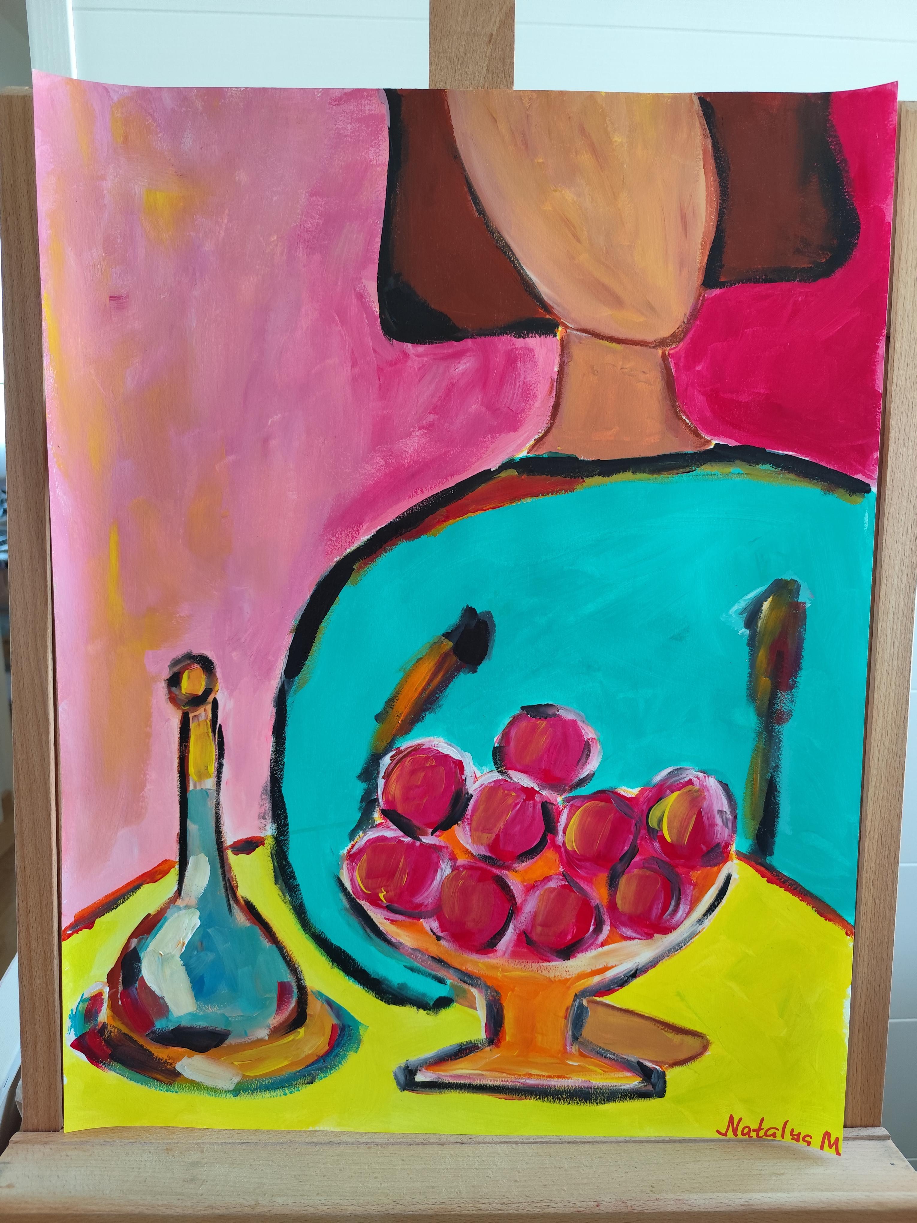Contemporary abstrakt  Acrylbild einer Frau 