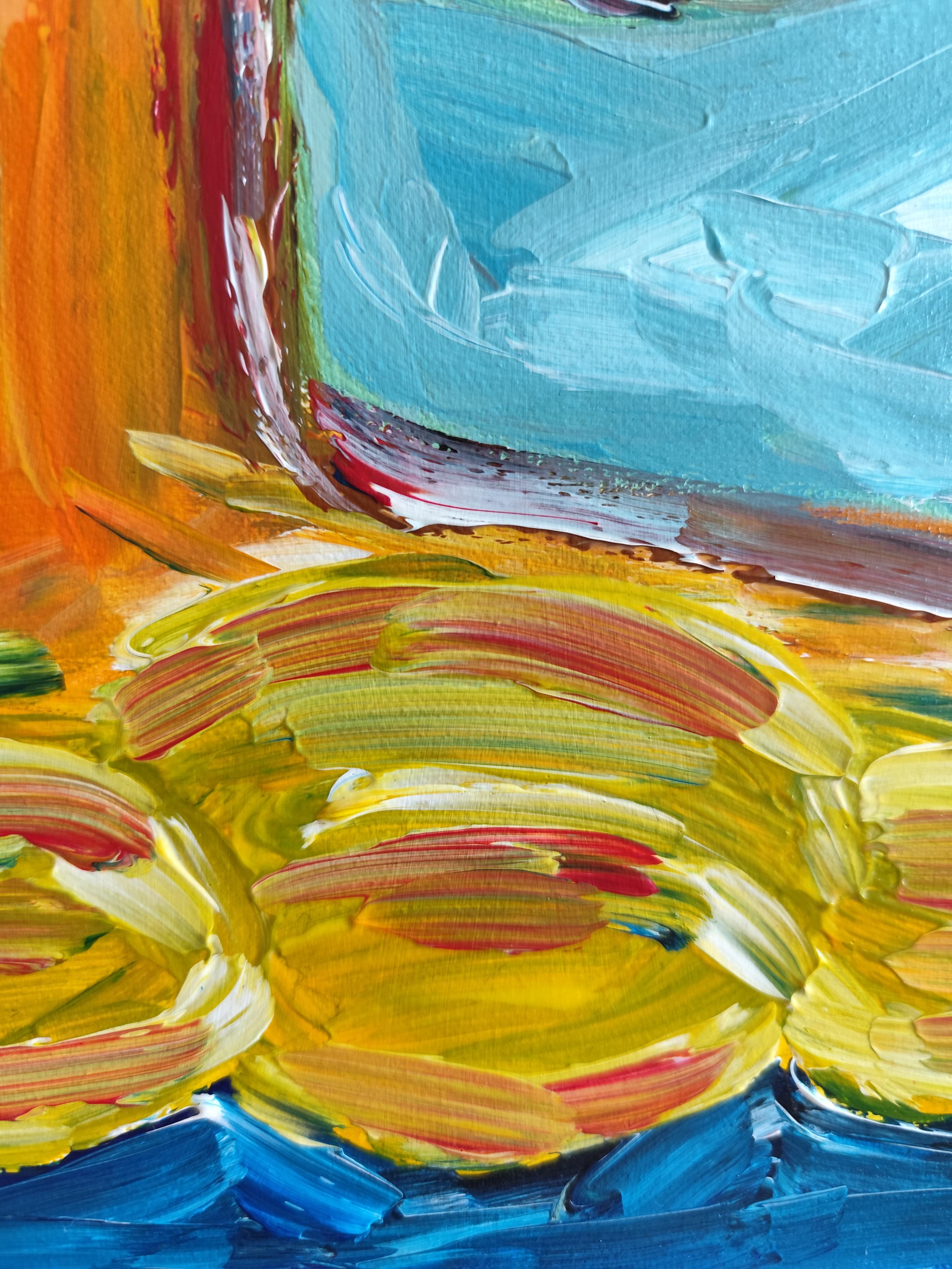 Zeitgenössische abstrakte Acrylmalerei einer Frau auf Leinwand 