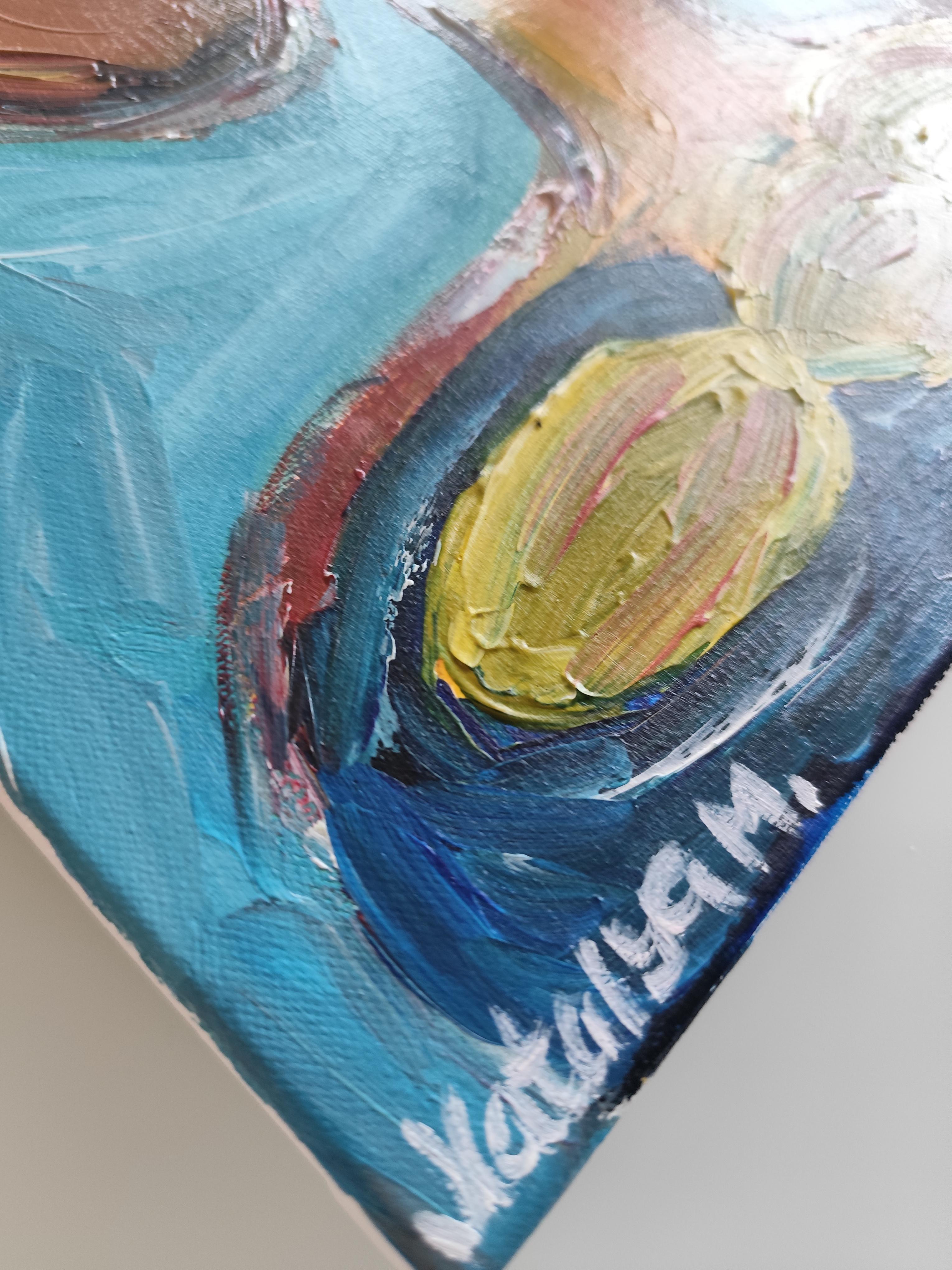 Zeitgenössische abstrakte Acrylmalerei einer Frau auf Leinwand 