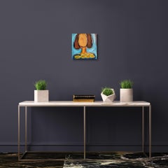 Contemporary abstract acrylic painting of a woman on canvas "With my lemons"