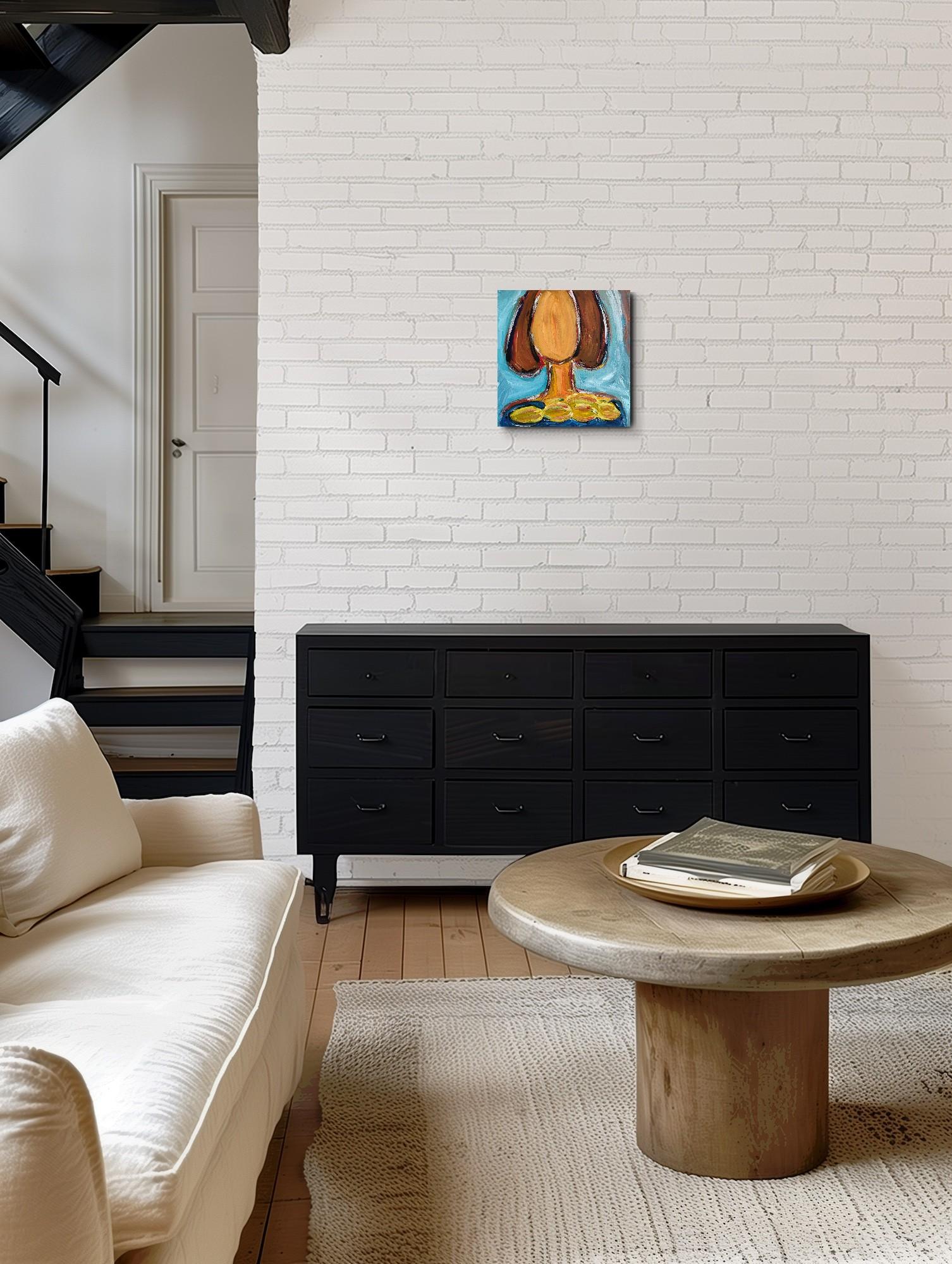 Zeitgenössische abstrakte Acrylmalerei einer Frau auf Leinwand 