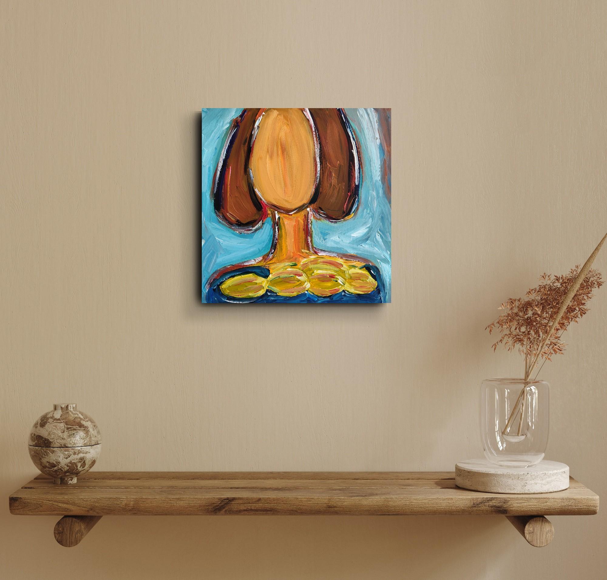 Zeitgenössische abstrakte Acrylmalerei einer Frau auf Leinwand 