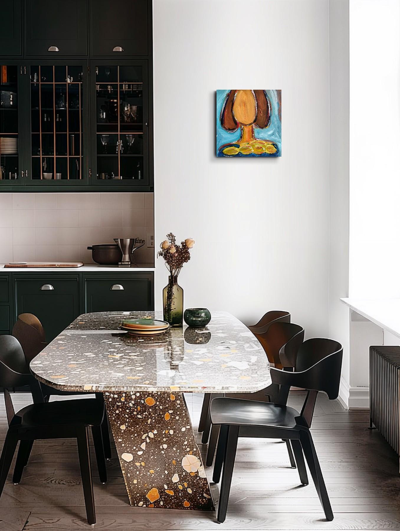 Zeitgenössische abstrakte Acrylmalerei einer Frau auf Leinwand 