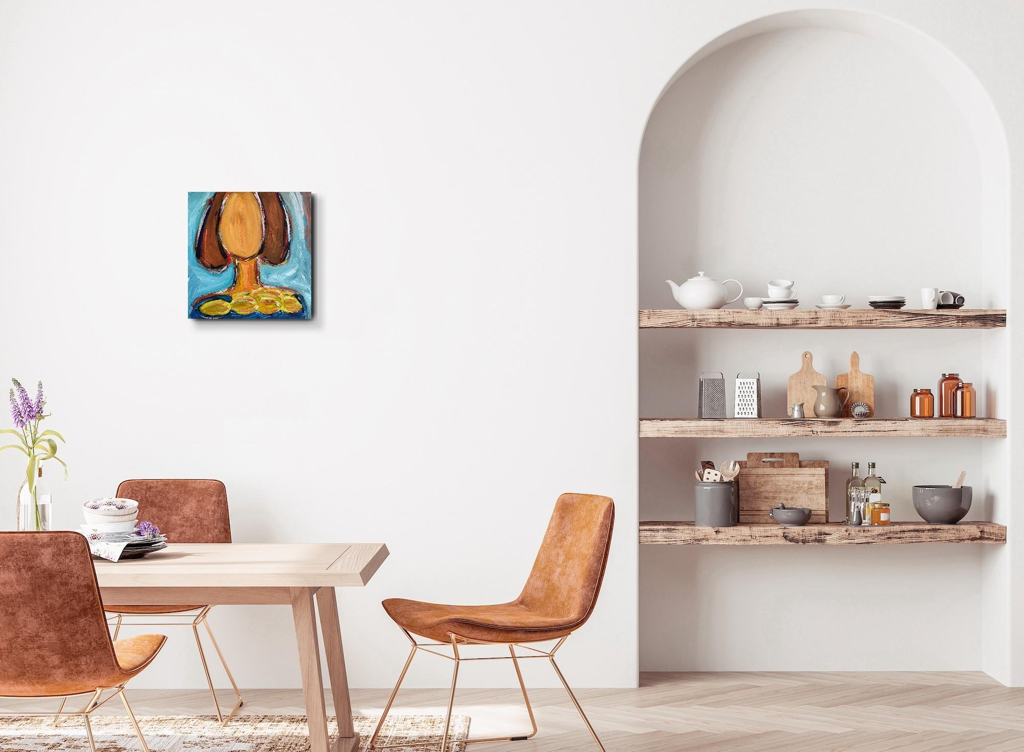 Zeitgenössische abstrakte Acrylmalerei einer Frau auf Leinwand 
