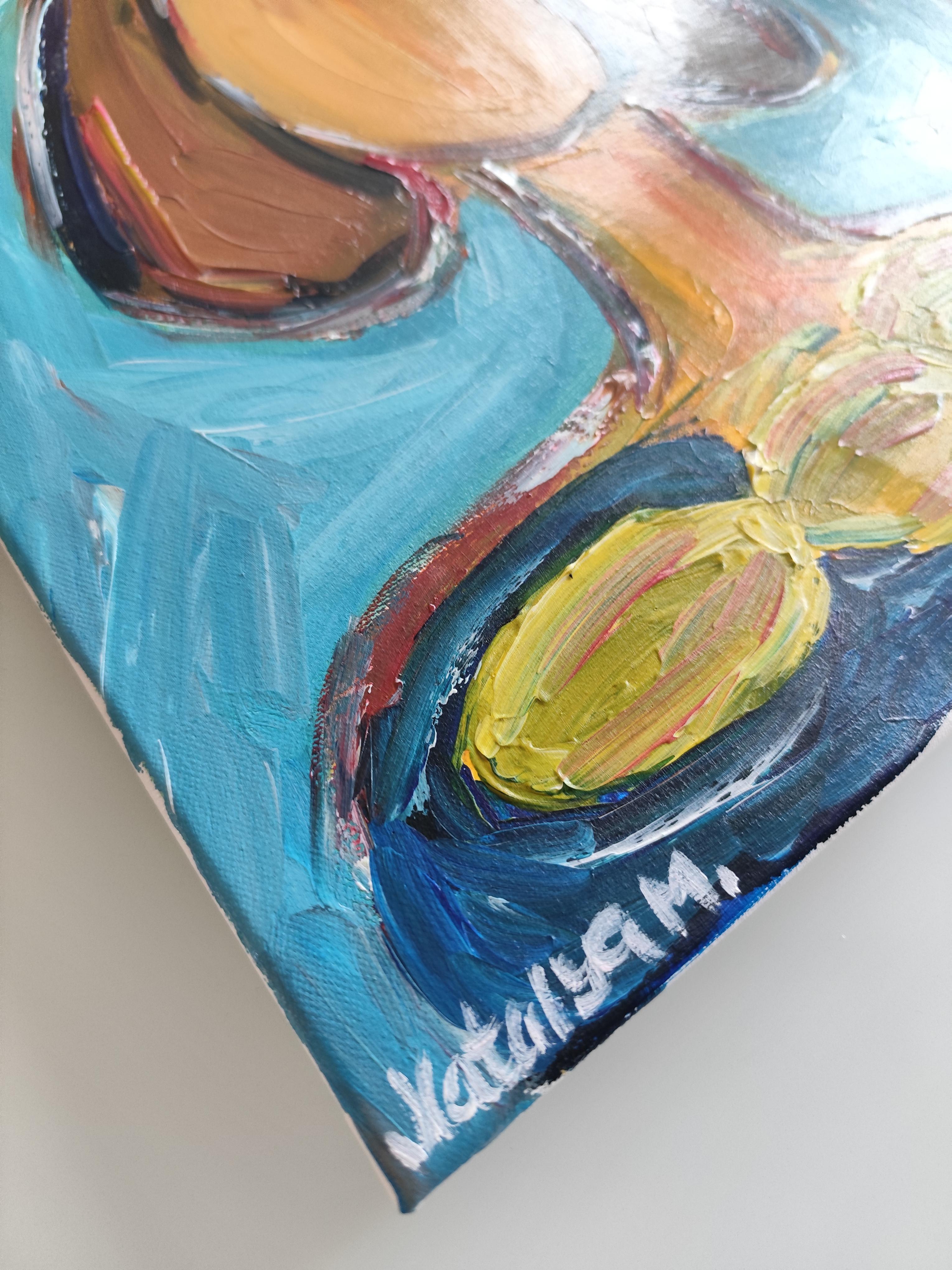Zeitgenössische abstrakte Acrylmalerei einer Frau auf Leinwand 