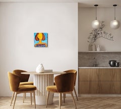 Contemporary abstract acrylic painting of a woman "With my sweet cherries"