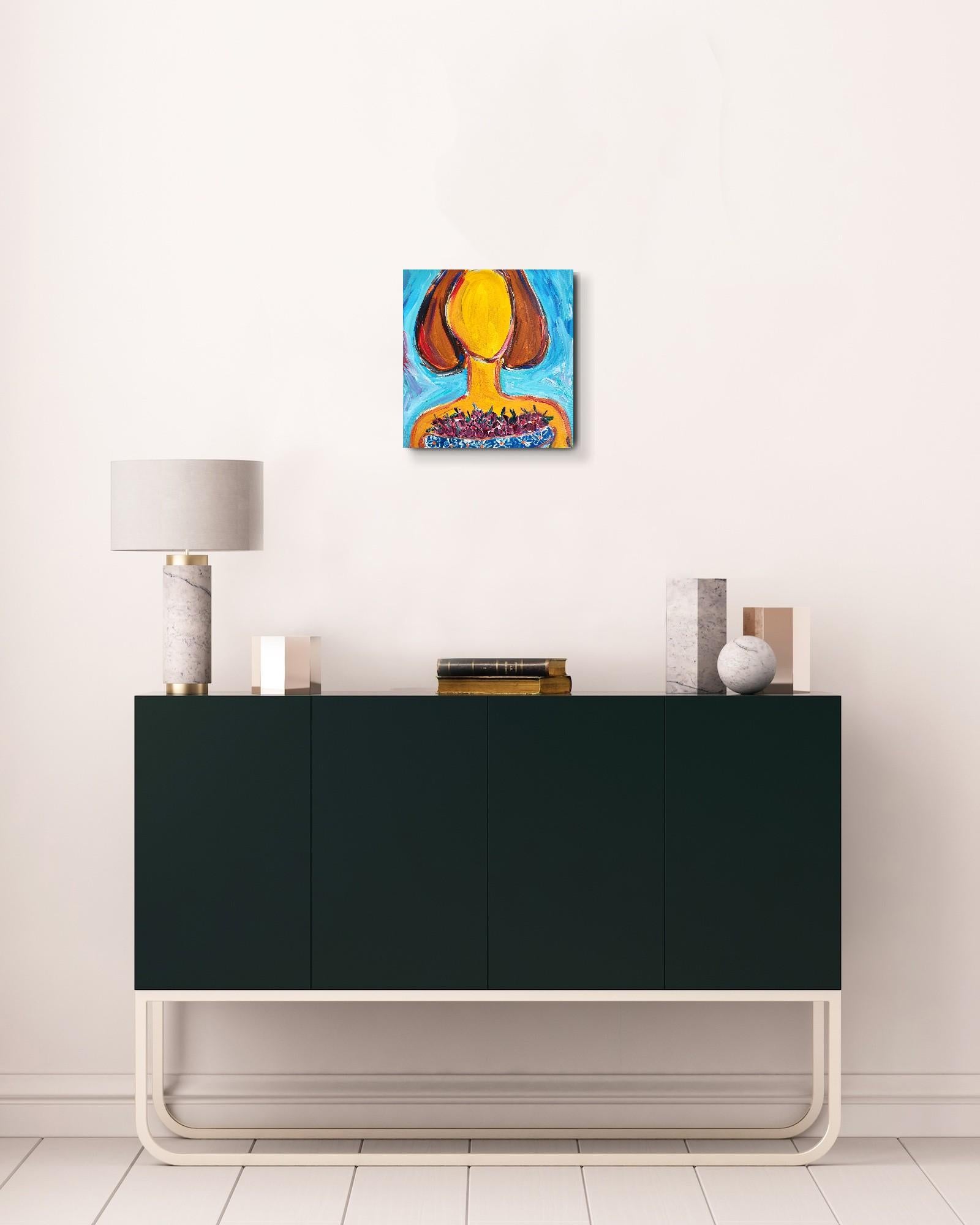 Zeitgenössische abstrakte Acrylmalerei einer Frau 