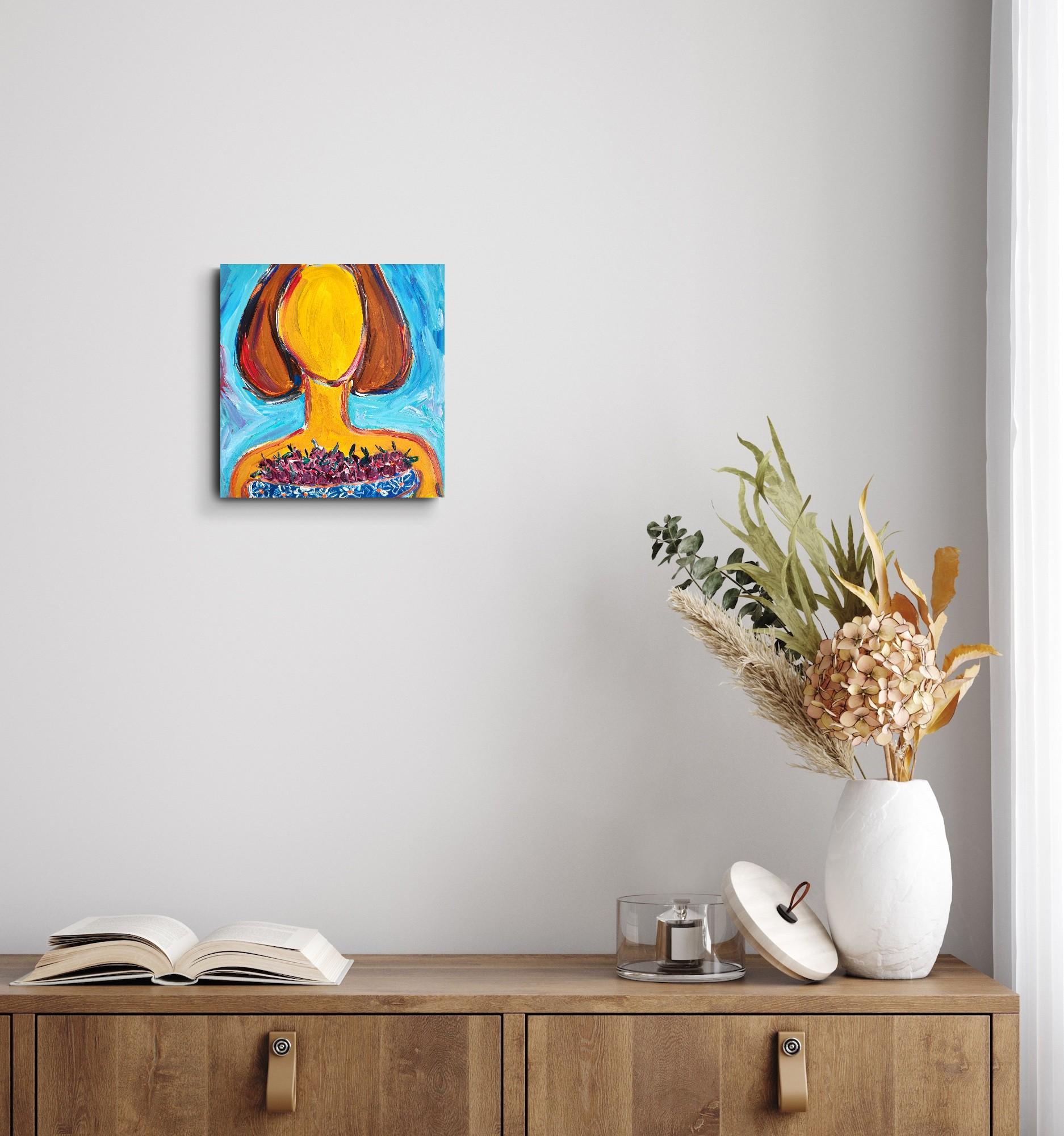 Zeitgenössische abstrakte Acrylmalerei einer Frau 