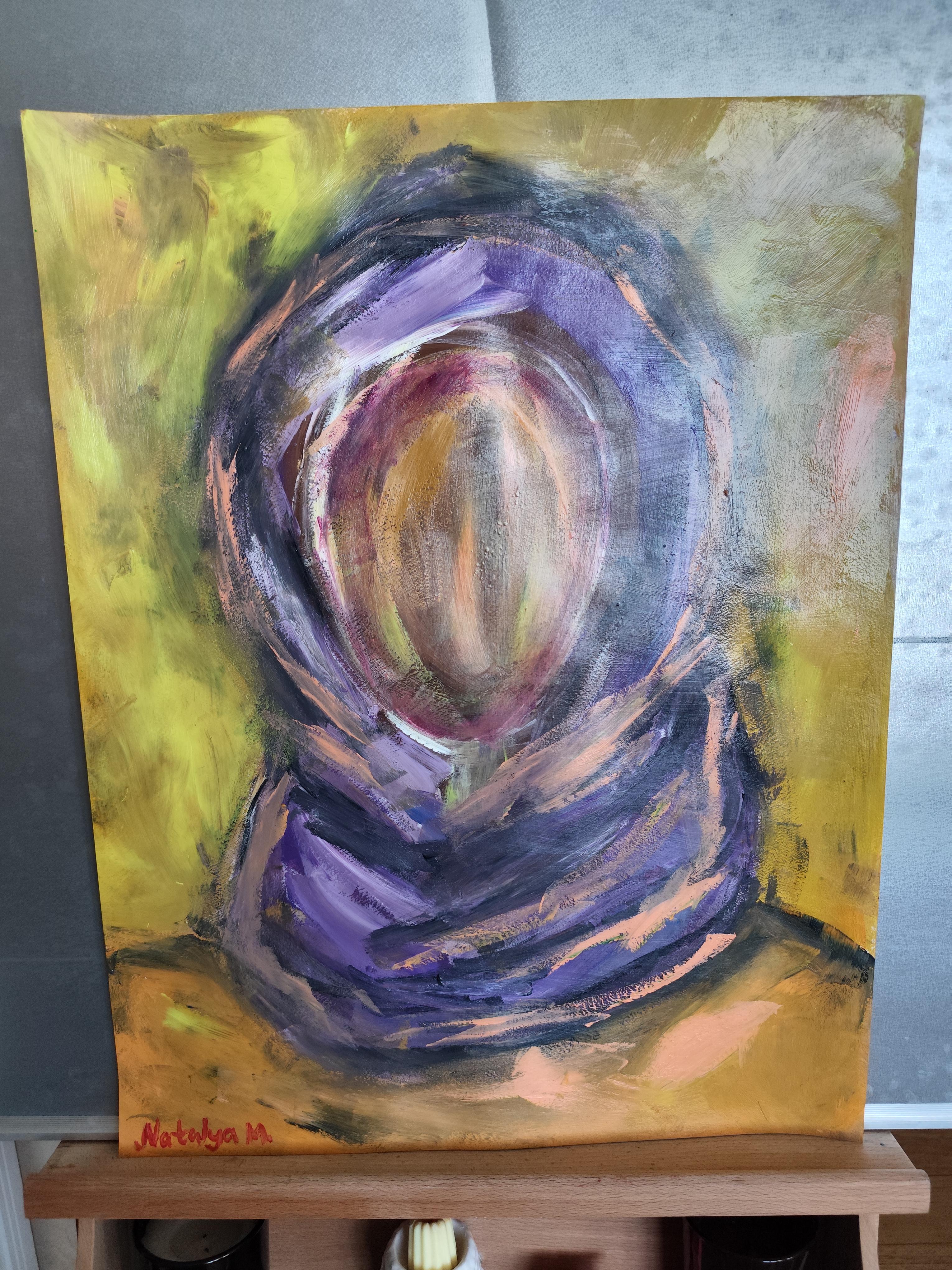 Peinture acrylique abstraite contemporaine portrait de femme sur papier en vente 8