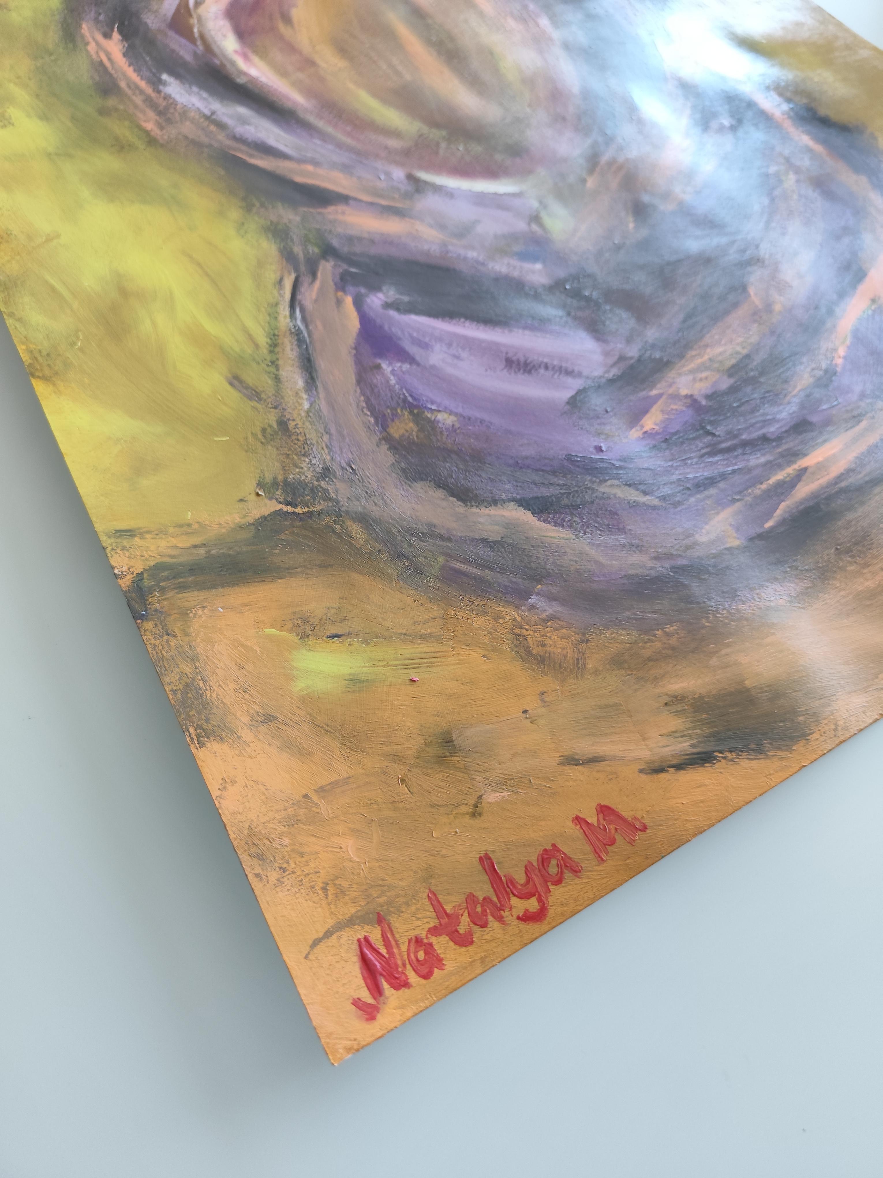 Peinture acrylique abstraite contemporaine portrait de femme sur papier en vente 12