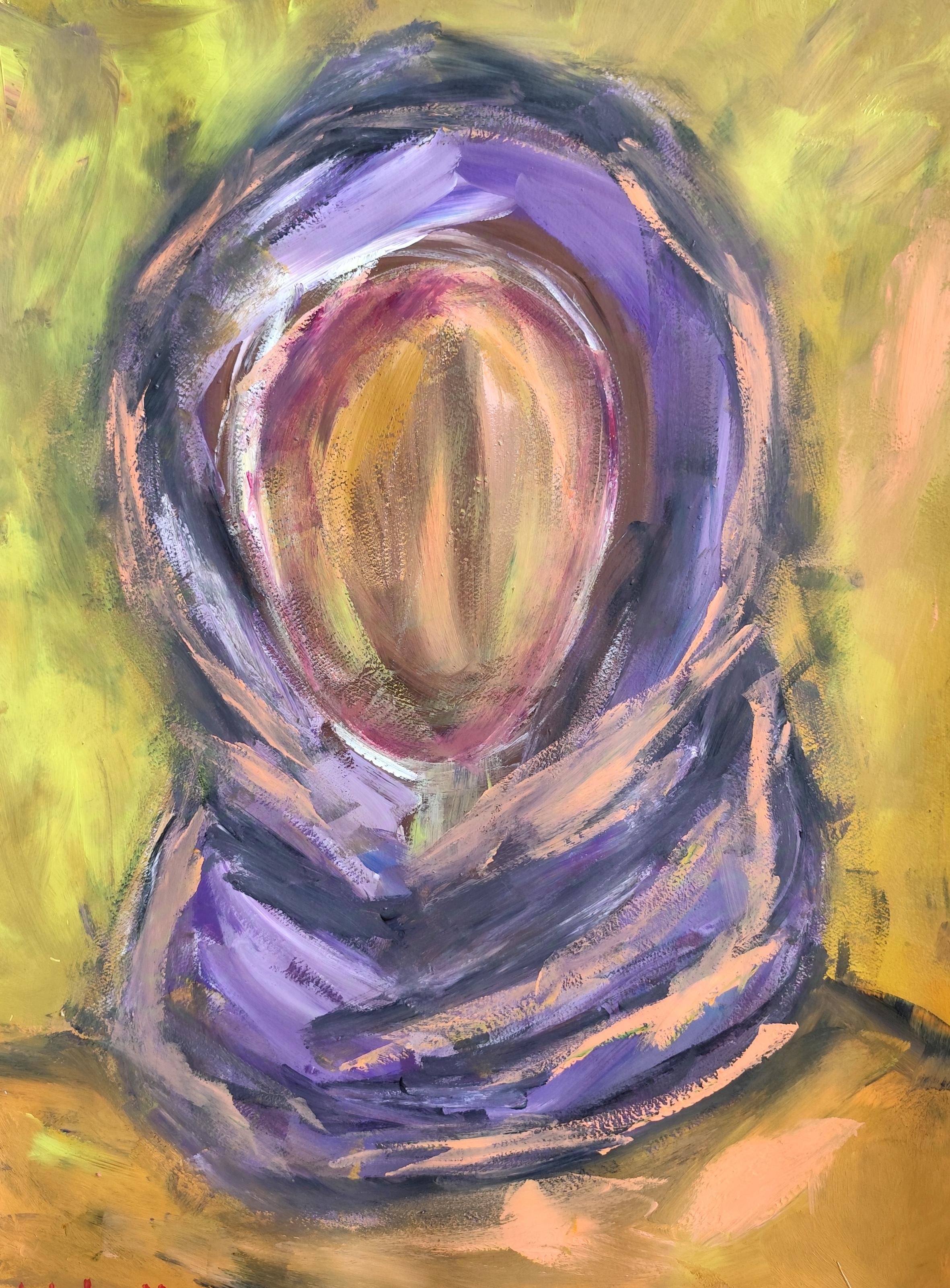 Zeitgenössische abstrakte Acrylmalerei Porträt einer Frau auf Papier