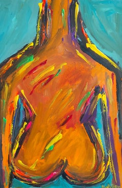 Contemporary abstract expressionist acrylic painting on paper "Woman of heart"
