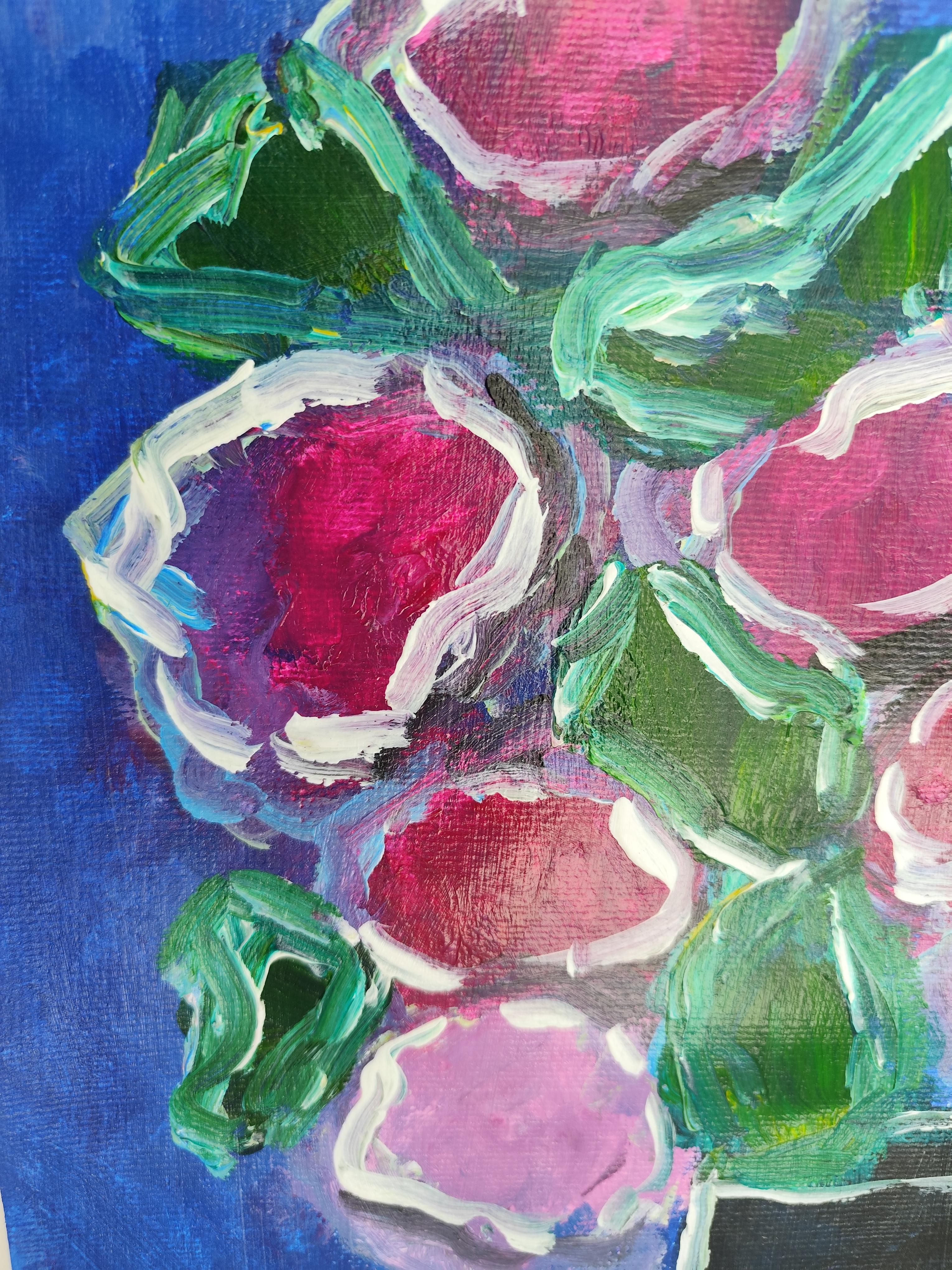 Contemporary abstract expressionist floral acrylic painting 