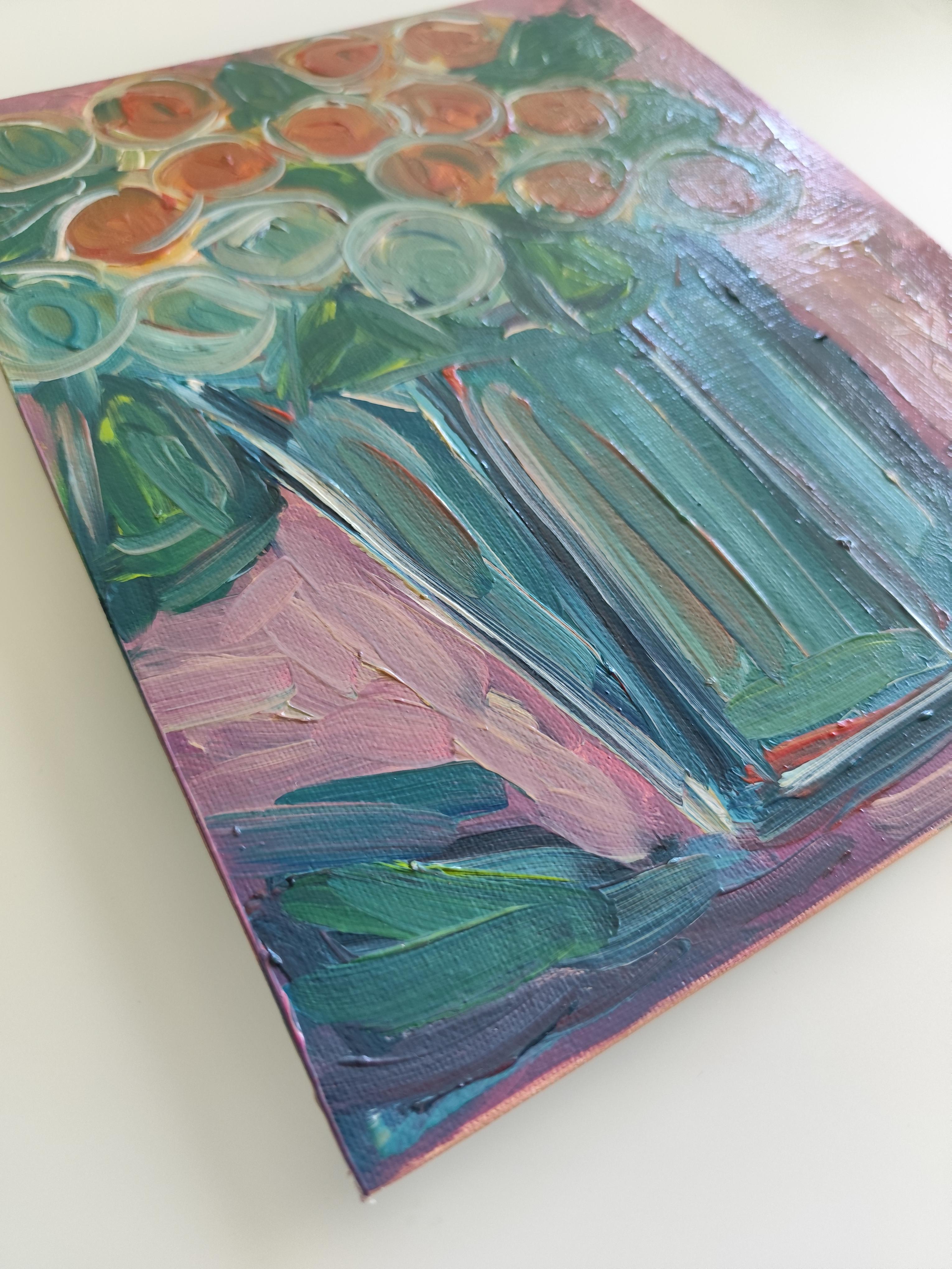 Zeitgenössisches abstraktes expressionistisches Blumen-Ölgemälde 