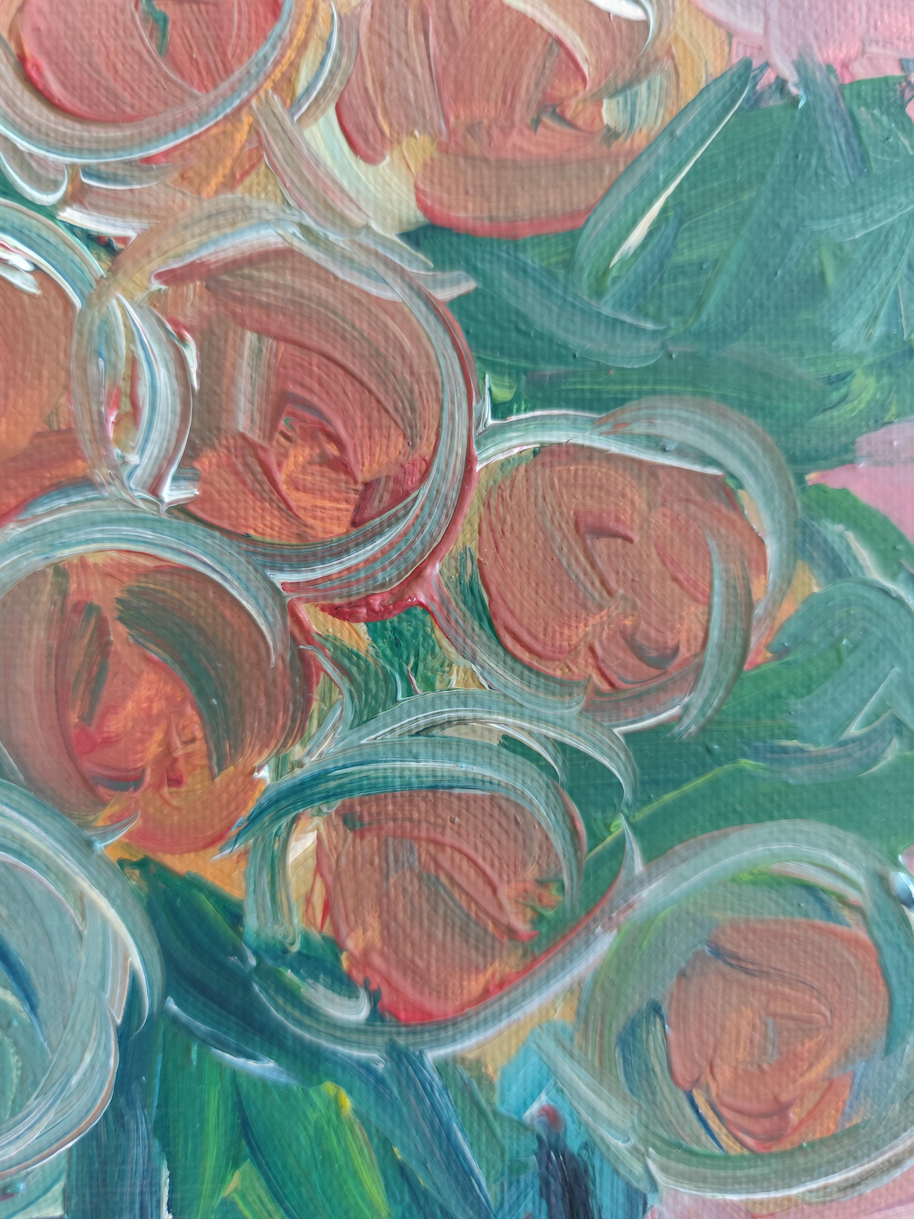 Zeitgenössisches abstraktes expressionistisches Blumen-Ölgemälde 