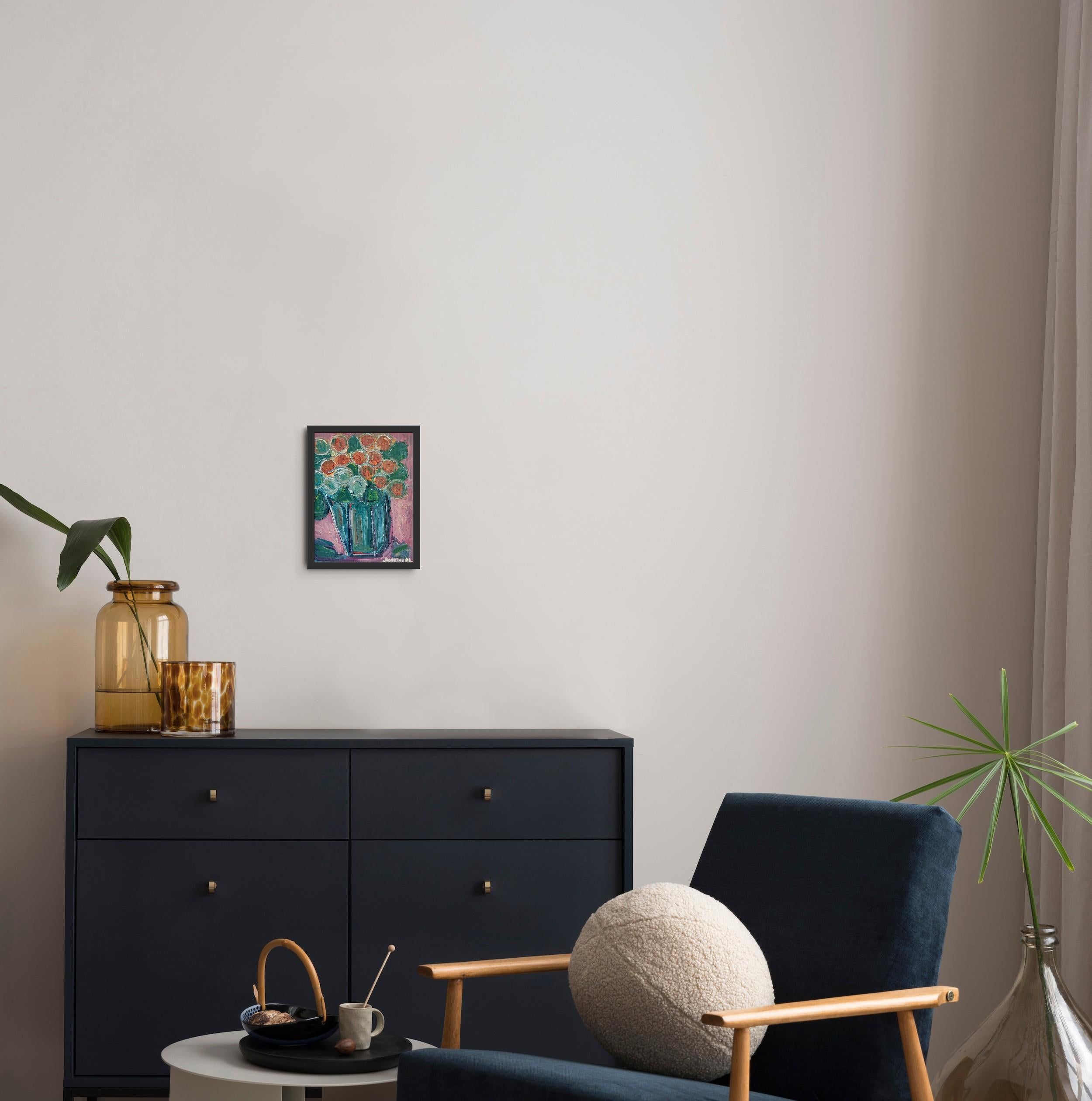 Zeitgenössisches abstraktes expressionistisches Blumen-Ölgemälde 