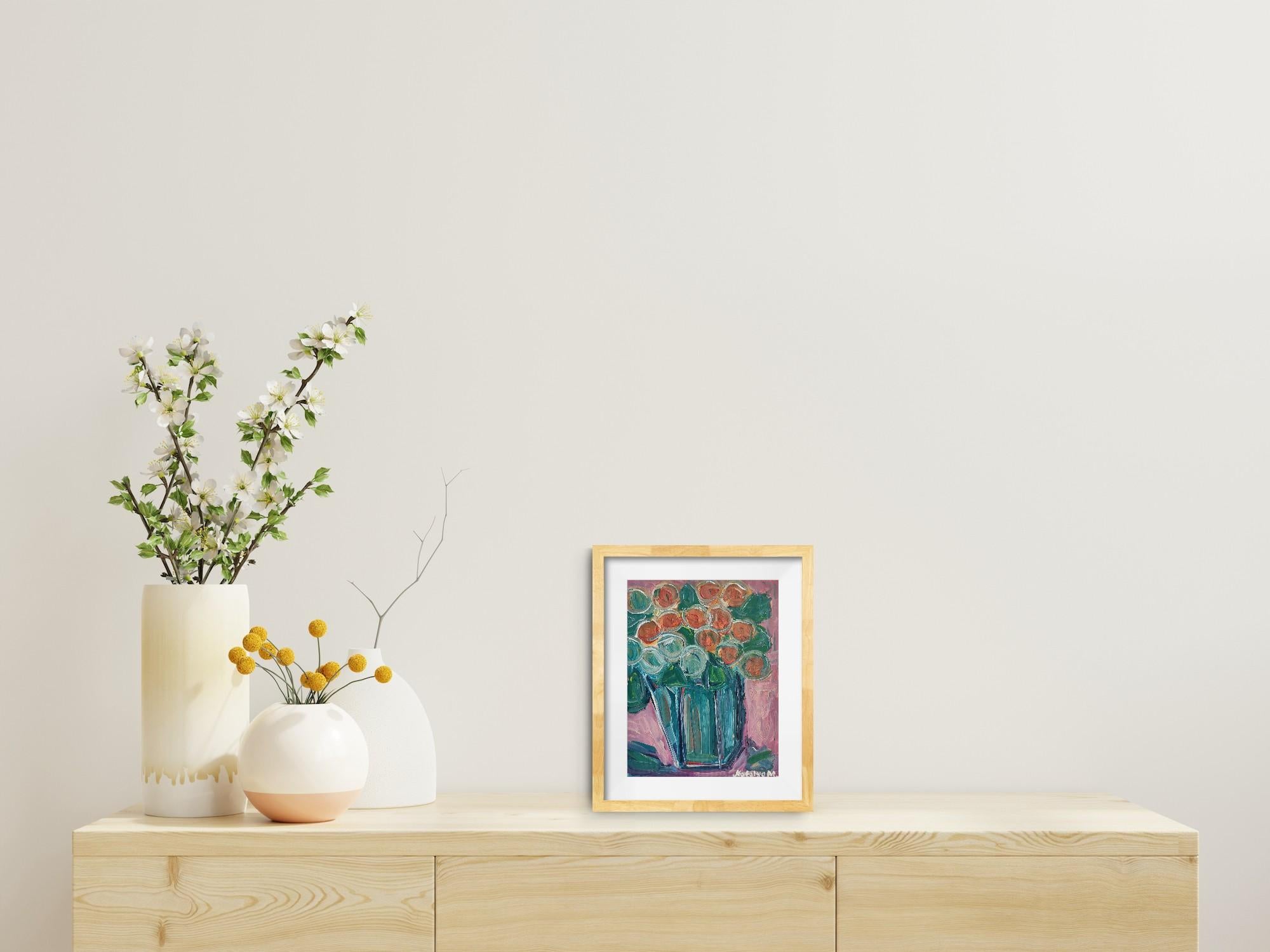 Dieses kleine abstrakte expressionistische Blumengemälde 