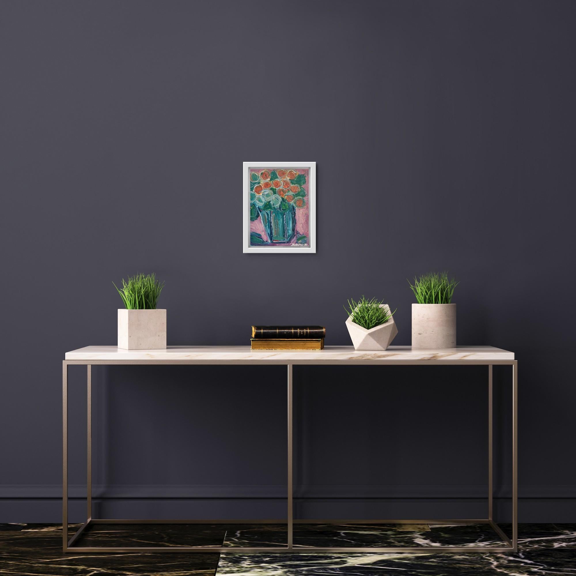 Zeitgenössisches abstraktes expressionistisches Blumen-Ölgemälde 