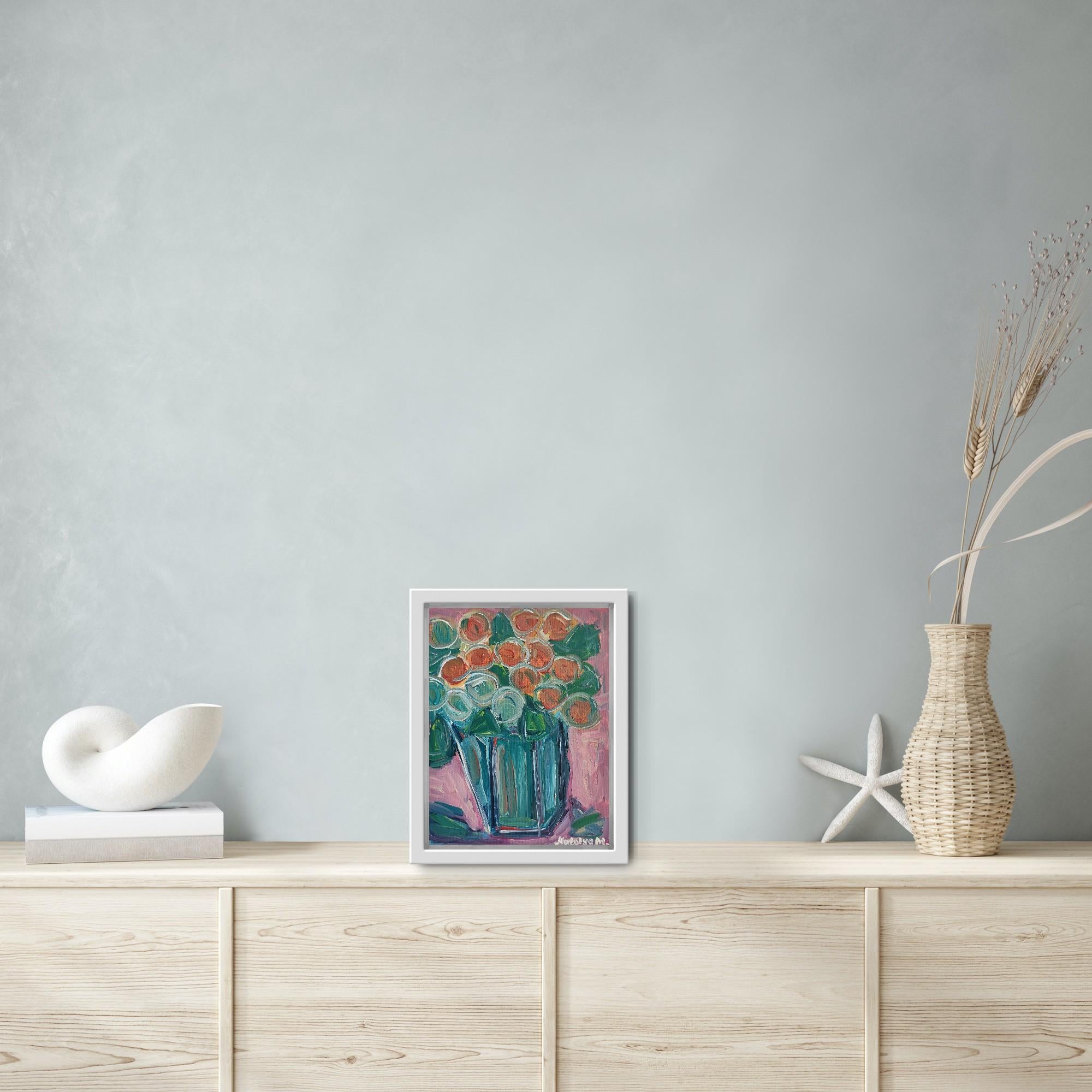 Zeitgenössisches abstraktes expressionistisches Blumen-Ölgemälde 