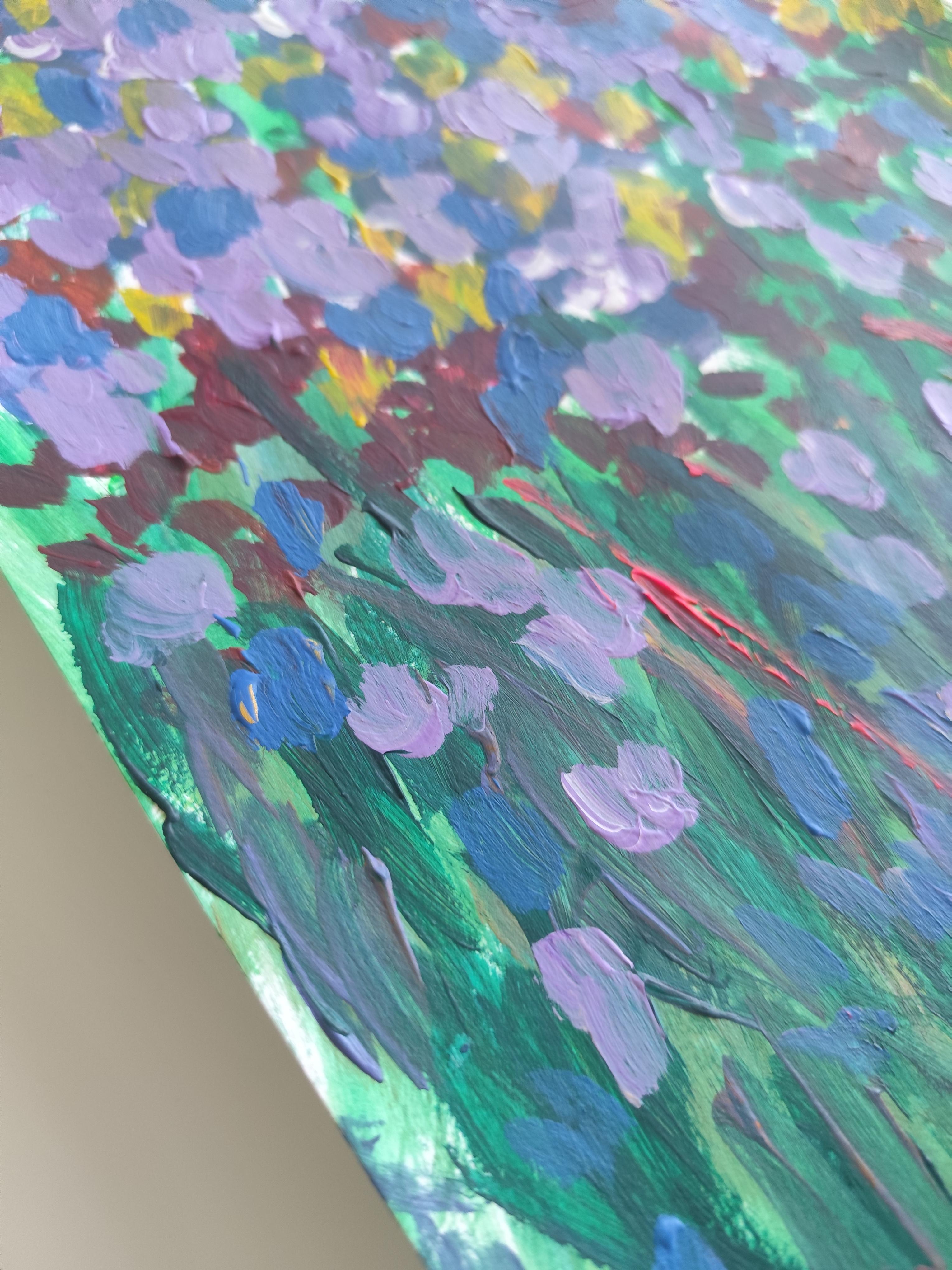 Zeitgenössisches abstraktes expressionistisches Blumengemälde 