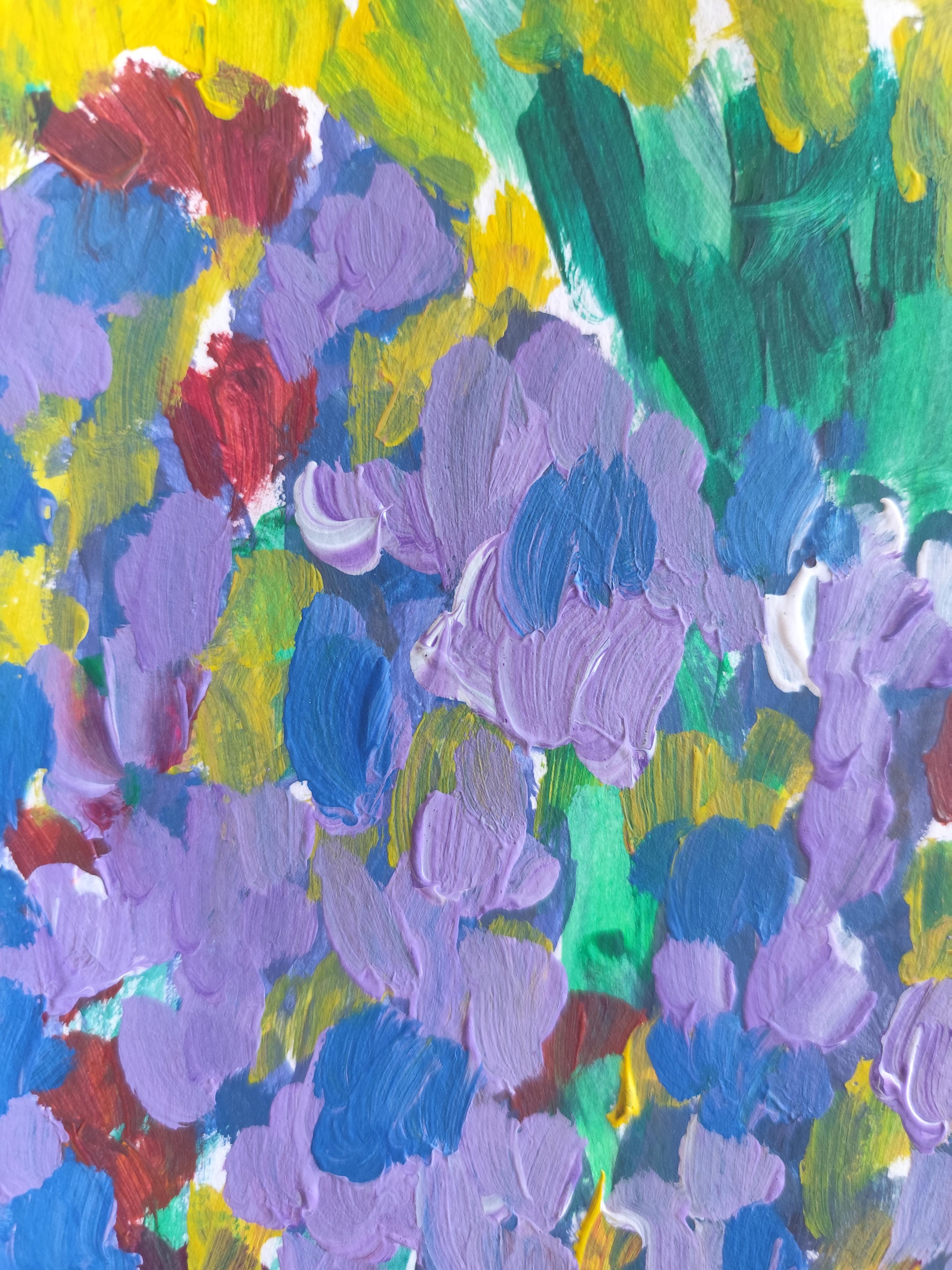 Zeitgenössisches abstraktes expressionistisches Blumengemälde 