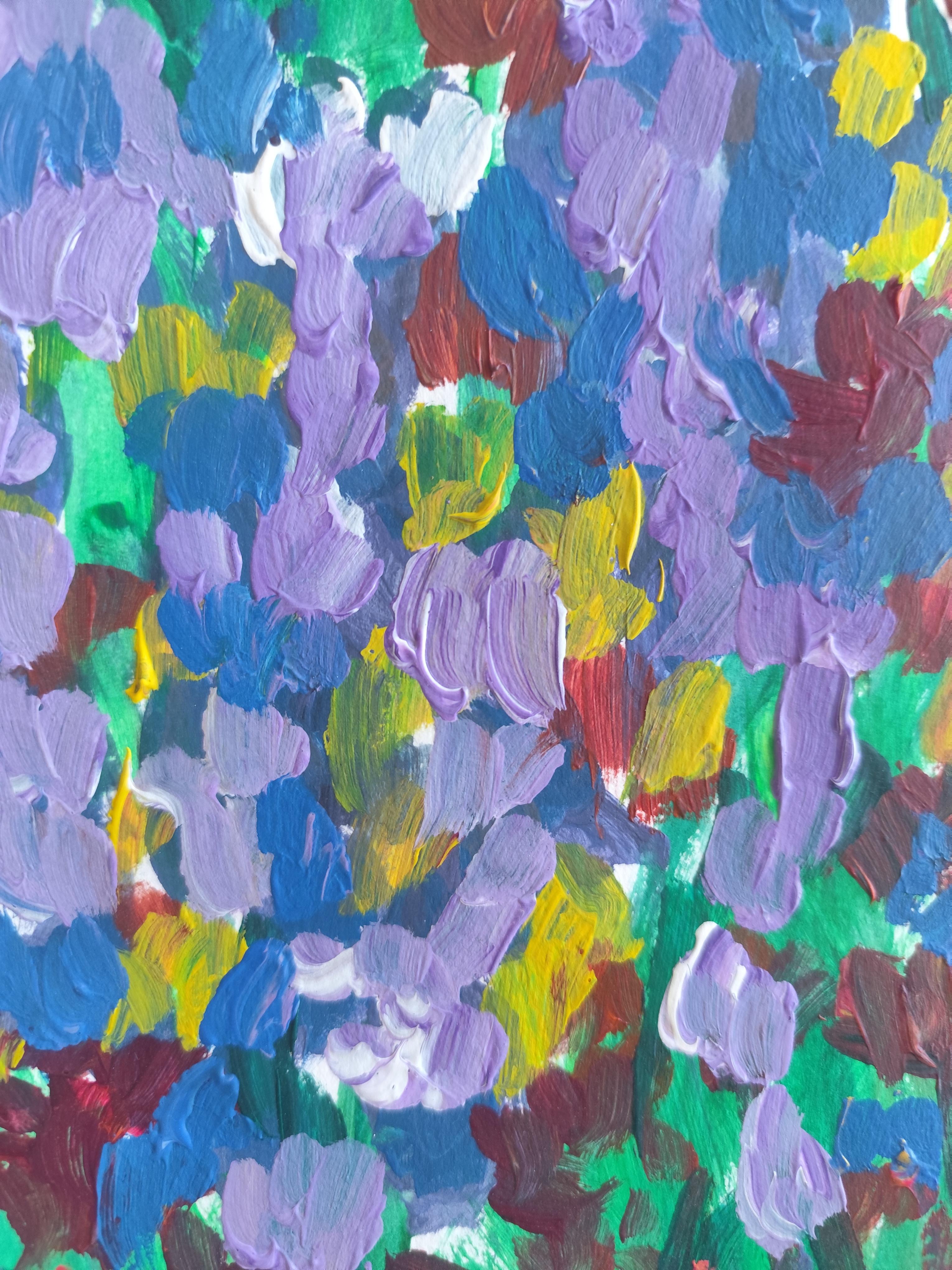 Zeitgenössisches abstraktes expressionistisches Blumengemälde 