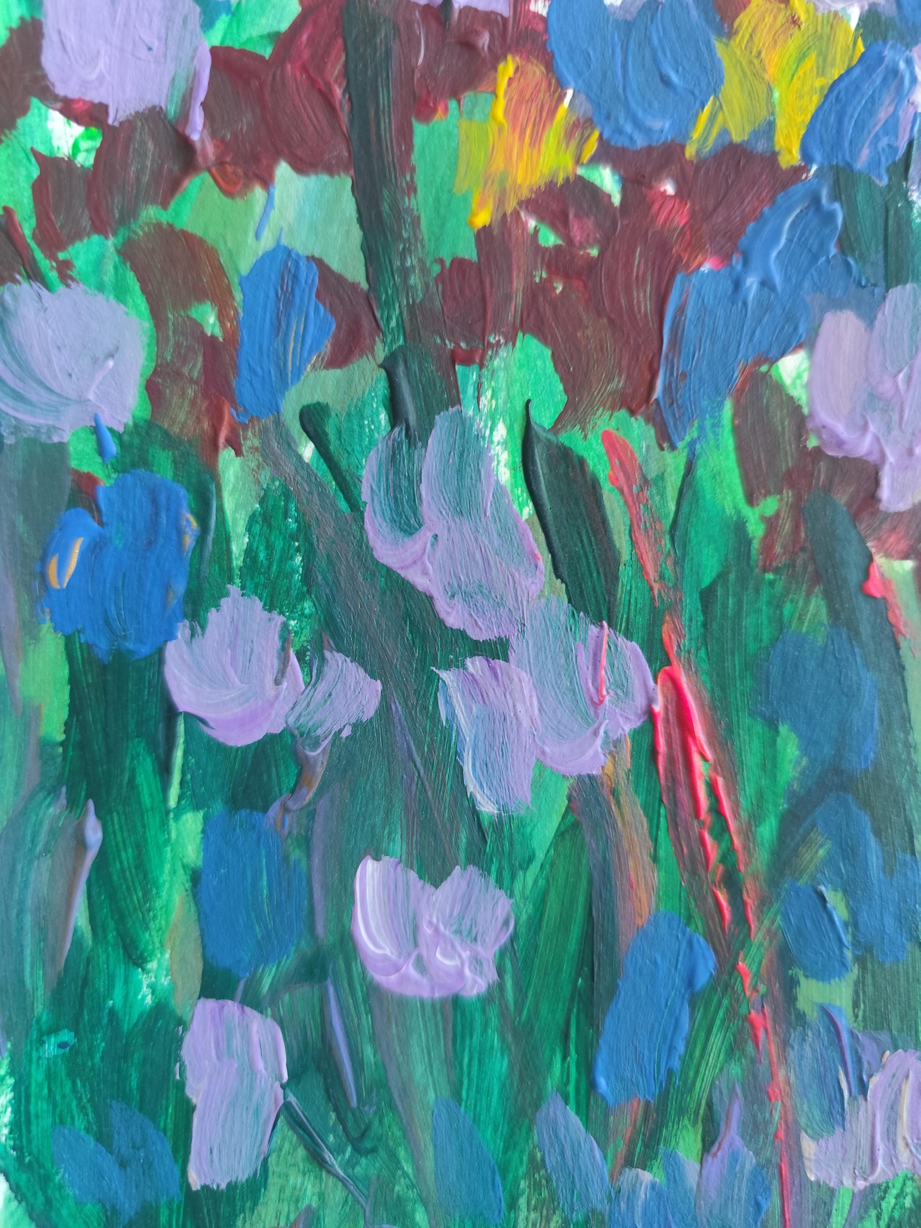 Zeitgenössisches abstraktes expressionistisches Blumengemälde 