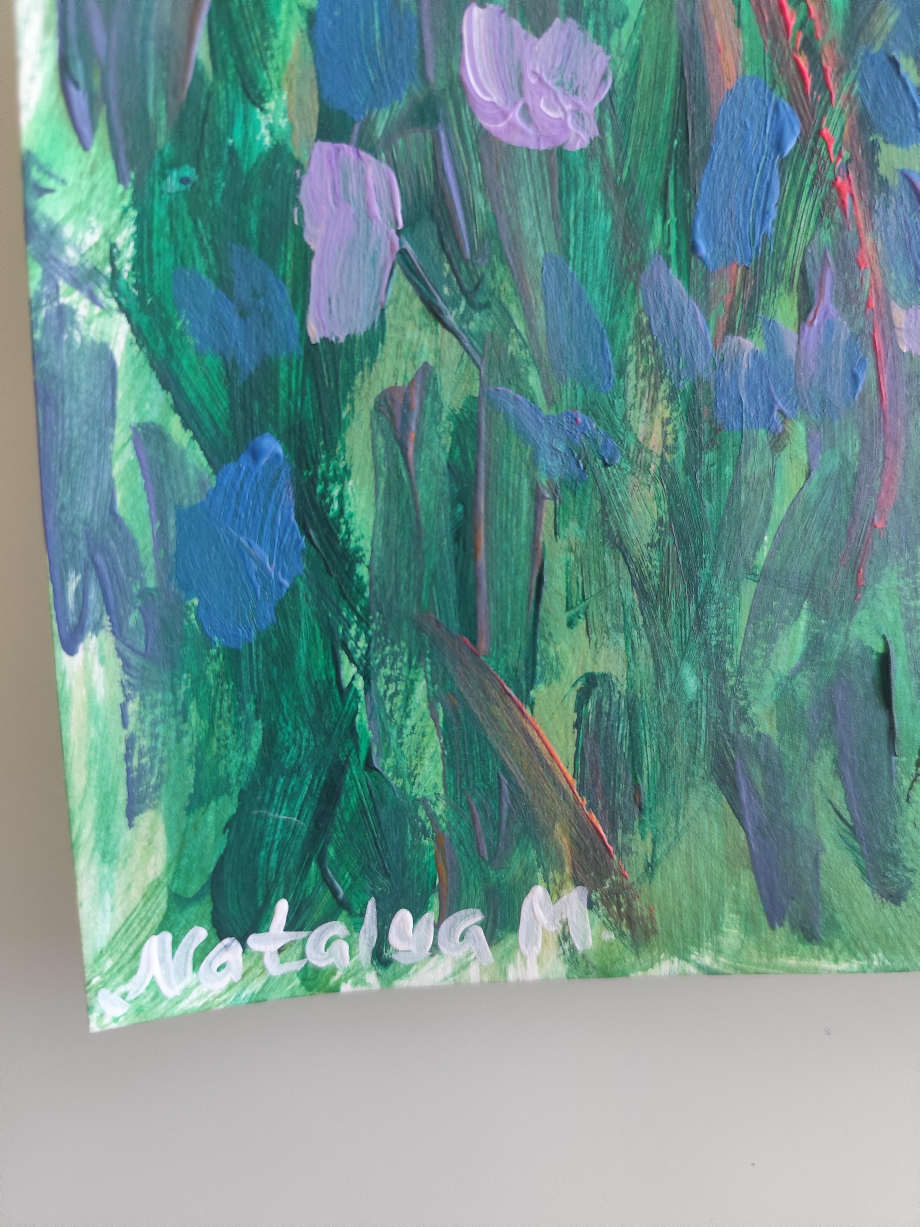 Zeitgenössisches abstraktes expressionistisches Blumengemälde 