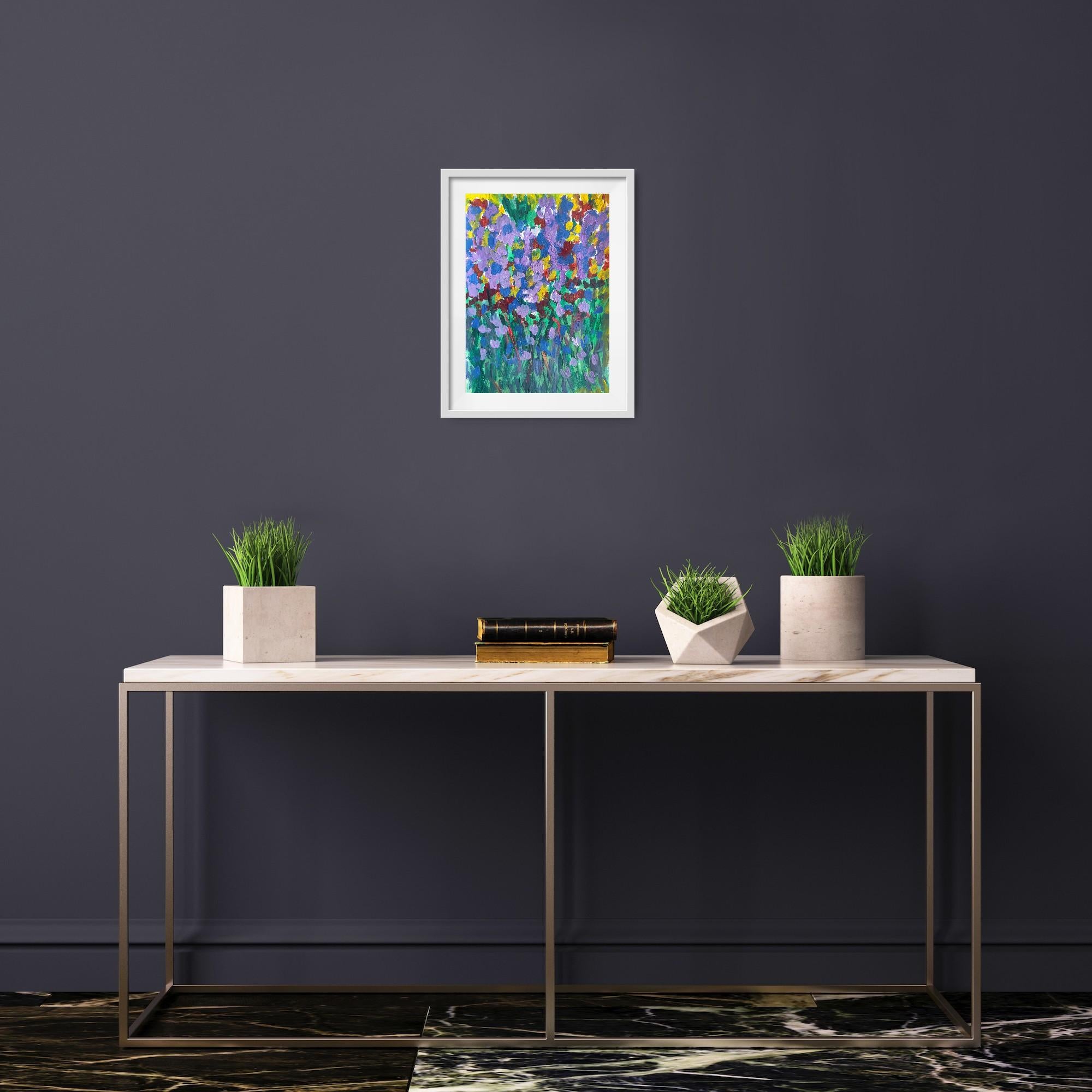 Zeitgenössisches abstraktes expressionistisches Blumengemälde 