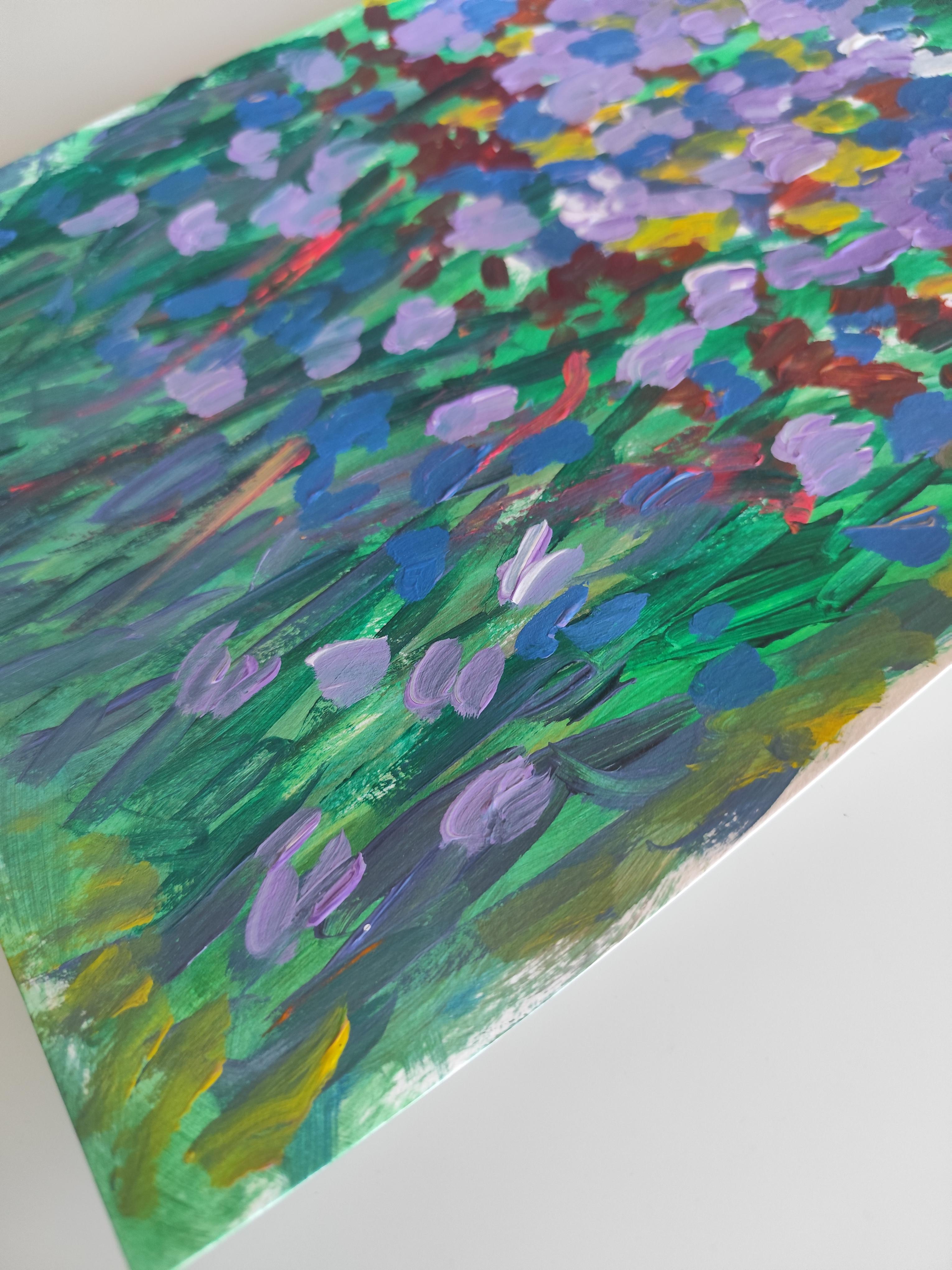 Zeitgenössisches abstraktes expressionistisches Blumengemälde 