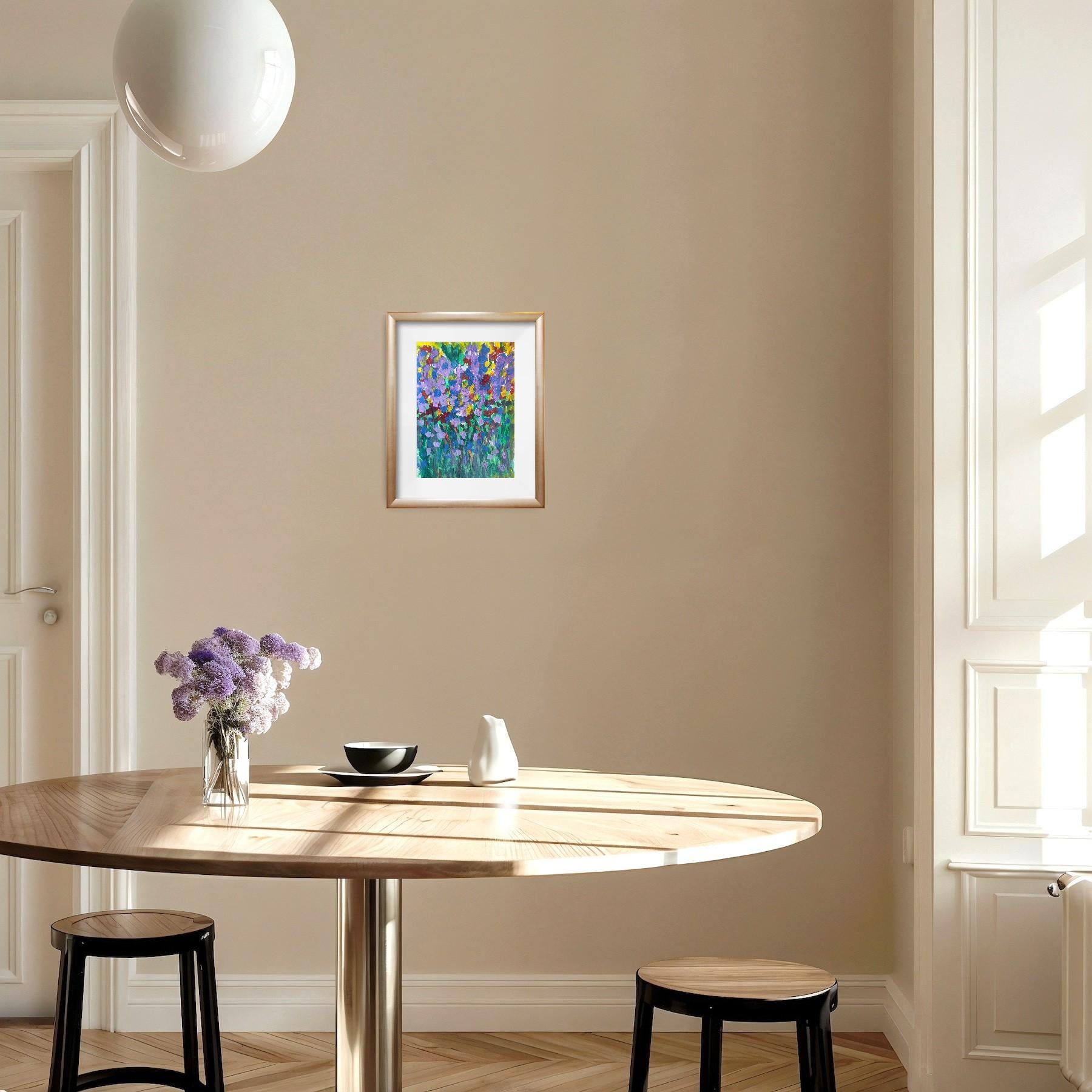 Das moderne, lebhafte, abstrakt-expressionistische Blumengemälde 