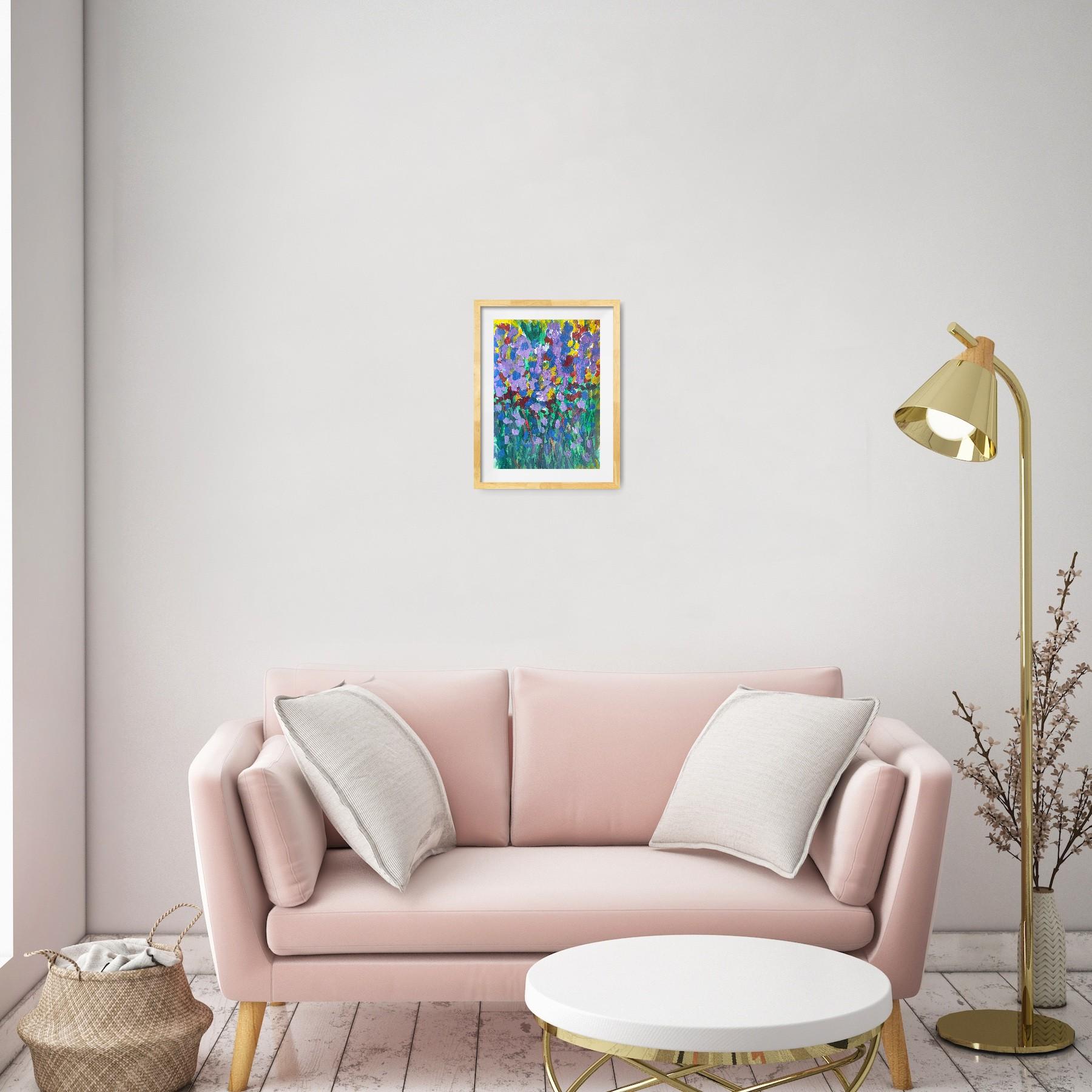 Zeitgenössisches abstraktes expressionistisches Blumengemälde 