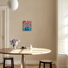 Peinture florale expressionniste abstraite contemporaine sur toile "Bouquet cramoisi".