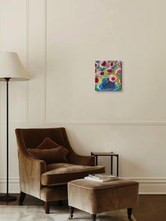 Contemporary abstract expressionist floral painting on canvas "Red Bloom"