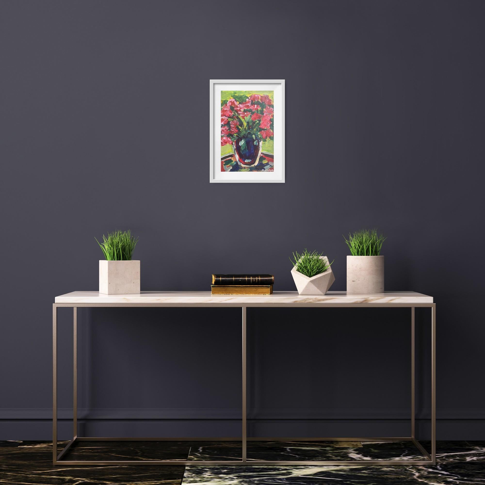 This contemporary abstract expressionist still life was created by French artist Natalya Mougenot, and forms part of her ongoing Still Life series—a vibrant and emotional exploration of everyday objects, rendered in her unmistakably expressive,