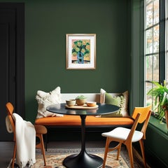 Zeitgenössische abstrakte expressionistische Blumenmalerei auf Papier "Goldene Sonnenblumen".